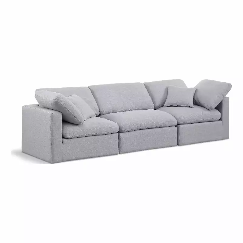 Meridian Furniture Indulge 105 Contemporary Linen Fabric Modular Sofa in Gray