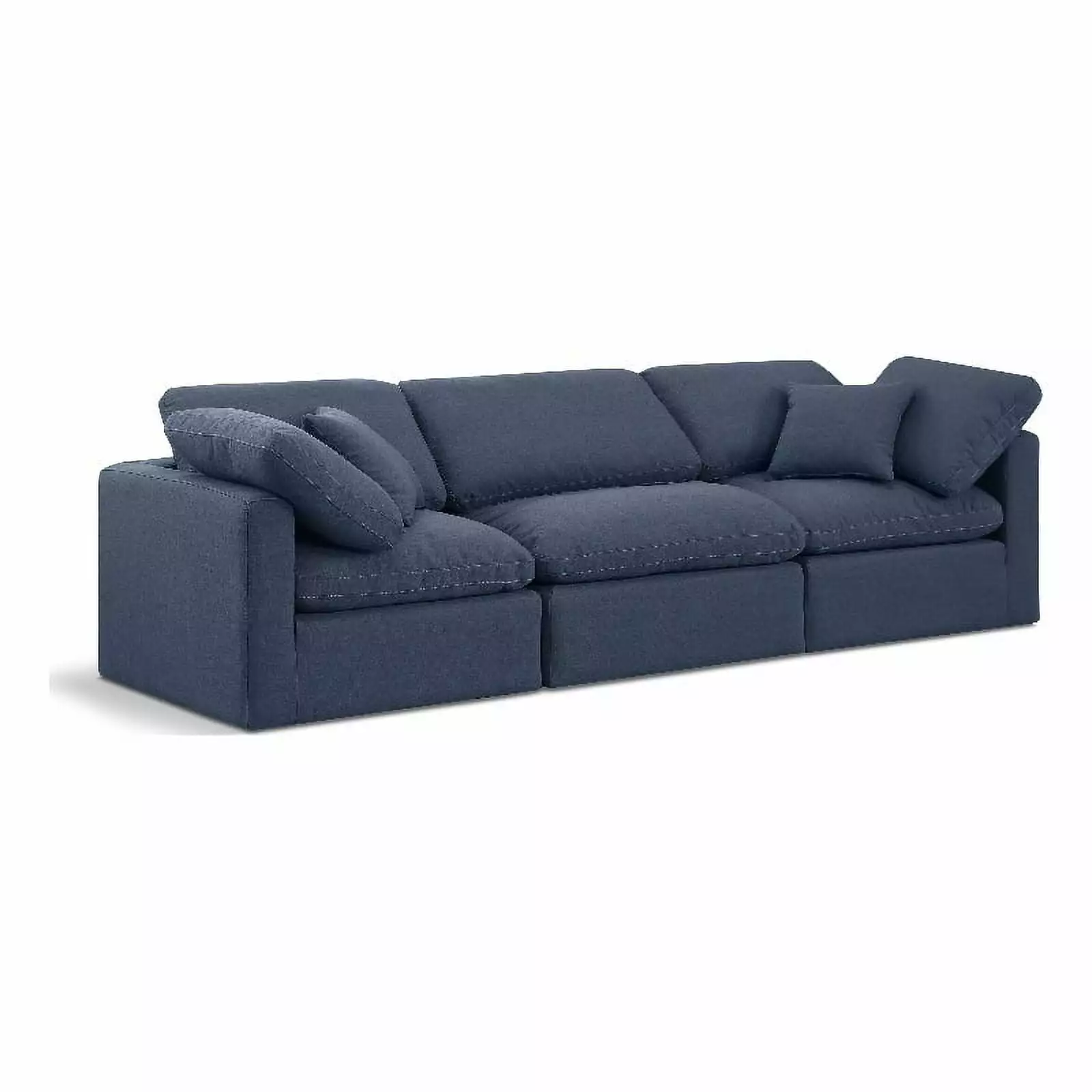 Meridian Furniture Indulge 105 Contemporary Linen Fabric Modular Sofa in Navy