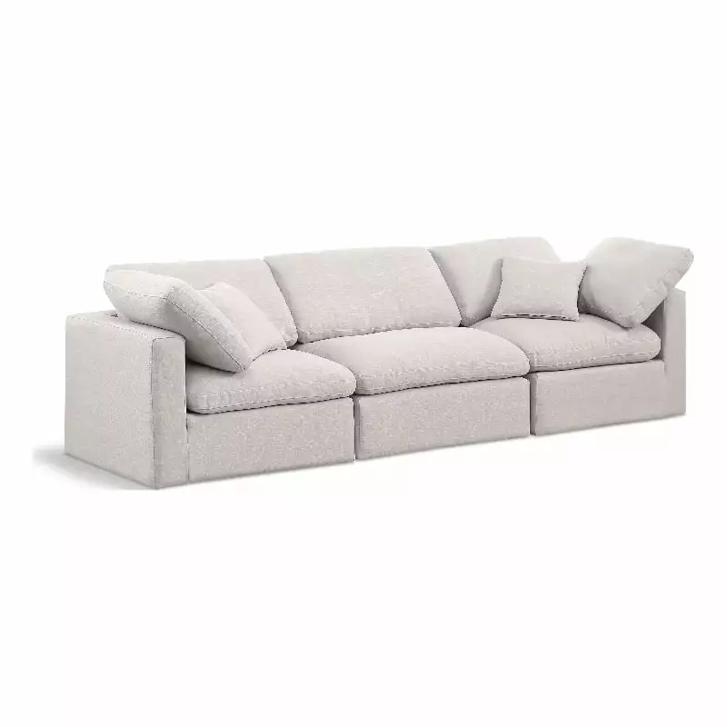 Meridian Furniture Indulge 94 Contemporary Fabric Modular Sofa in Cream