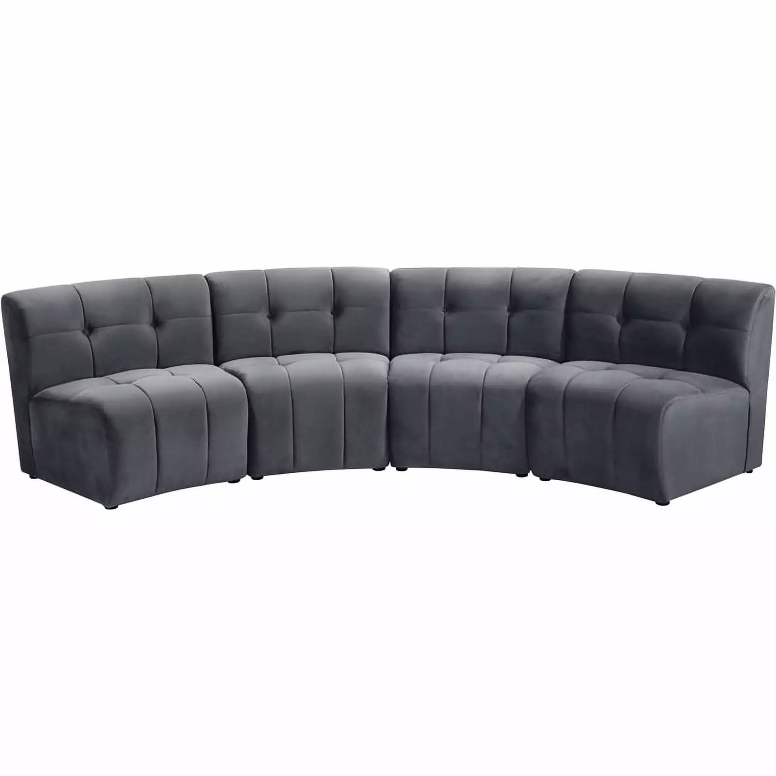 Meridian Furniture Limitless Gray Velvet Modular 4 Piece Sectional