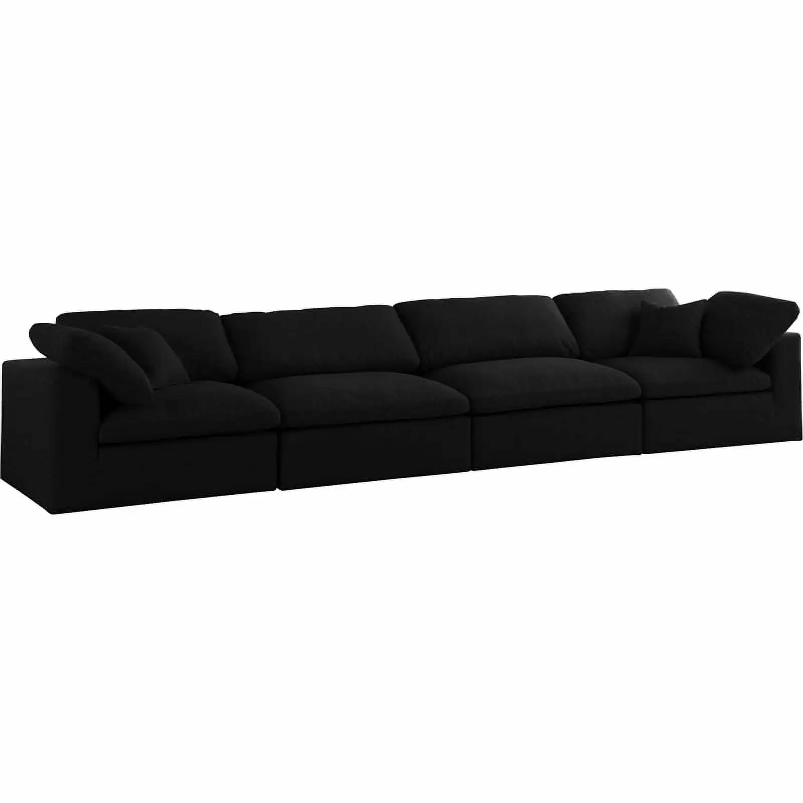 Meridian Furniture Serene Black Linen Fabric Modular 4 Piece Sofa