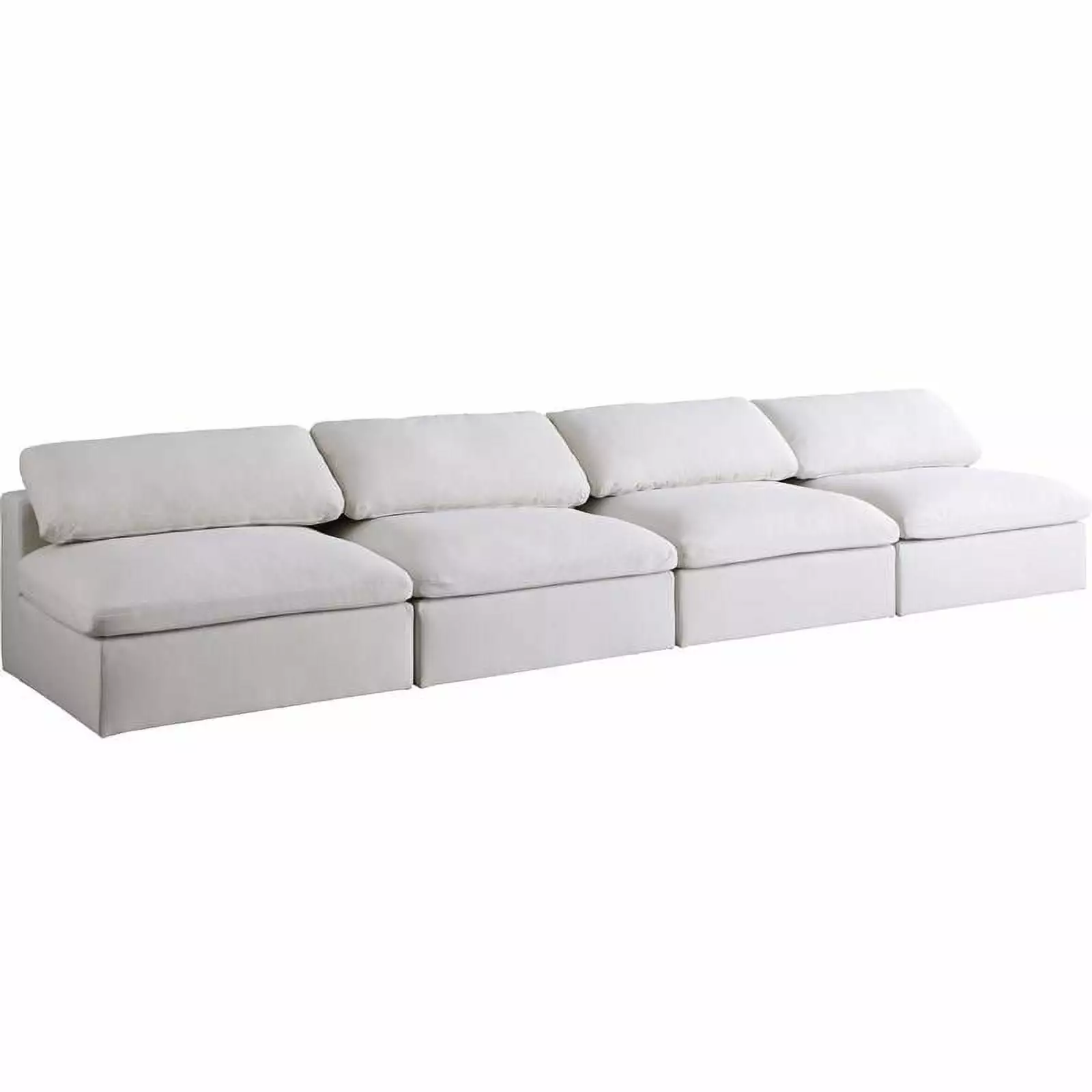 Meridian Furniture Serene Deluxe Cream Linen Fabric Modular Armless Sofa