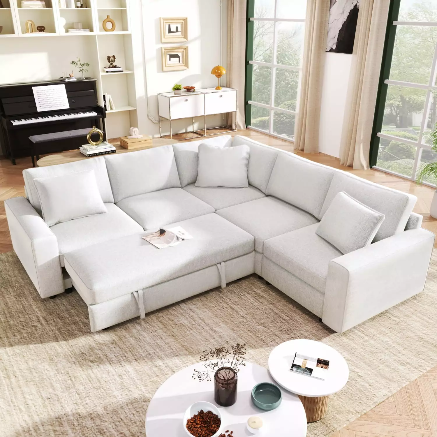 Miekor 4-Seat L-shaped Modular Sofa with Thick Backrest and Seat Cushions. Suitable for Living Rooms. Offices BC2A1564