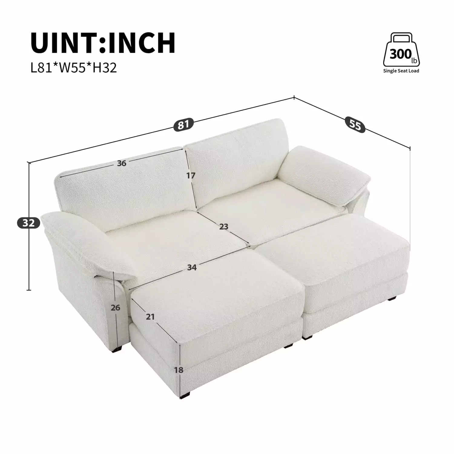 Miekor Free Combination Modular Convertible Sectional Sofa Bed Set. 4 Seat Upholstered Sleeper Corner Couch. Deep-Seat Loveseat with Ottoman for Living Room. Office. Apartment BC2A2592