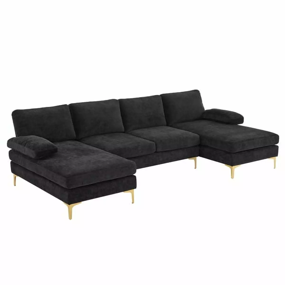 Miekor U-Shaped 4-Seat Indoor Modular Sofa Black G57055