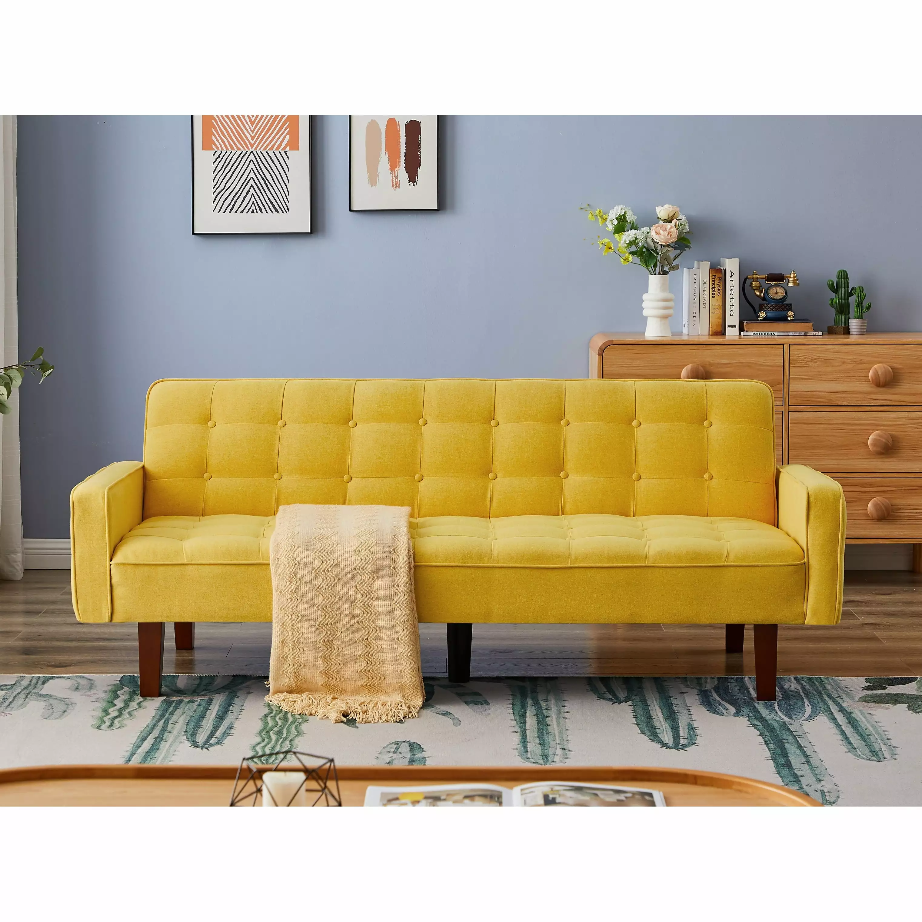 Milemont Sofa Couch for Living Room. Loveseat Sofa Futons for Small Space.Bedroom.Apartment.Studio Yellow