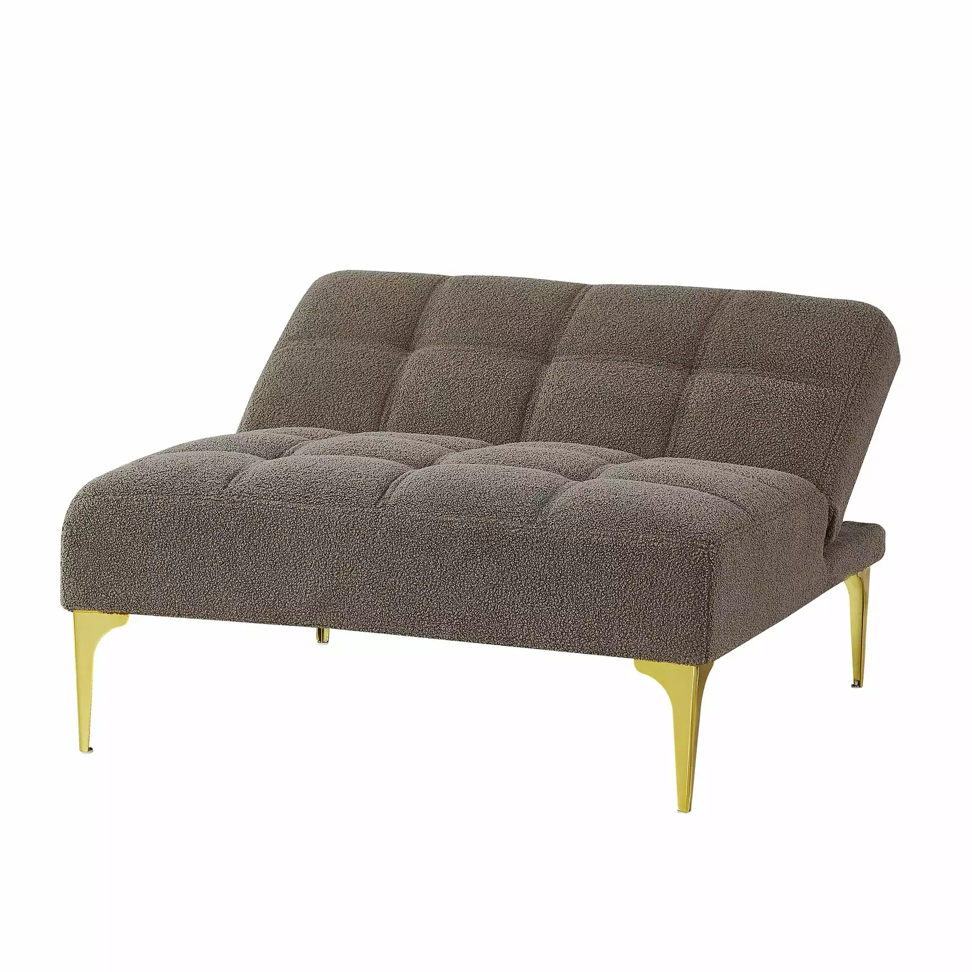 Modern Convertible Loveseat Sofa Teddy Fabric Sleeper Sofa Bed Adjustable Backrest Sofa with Metal Legs for Living Room