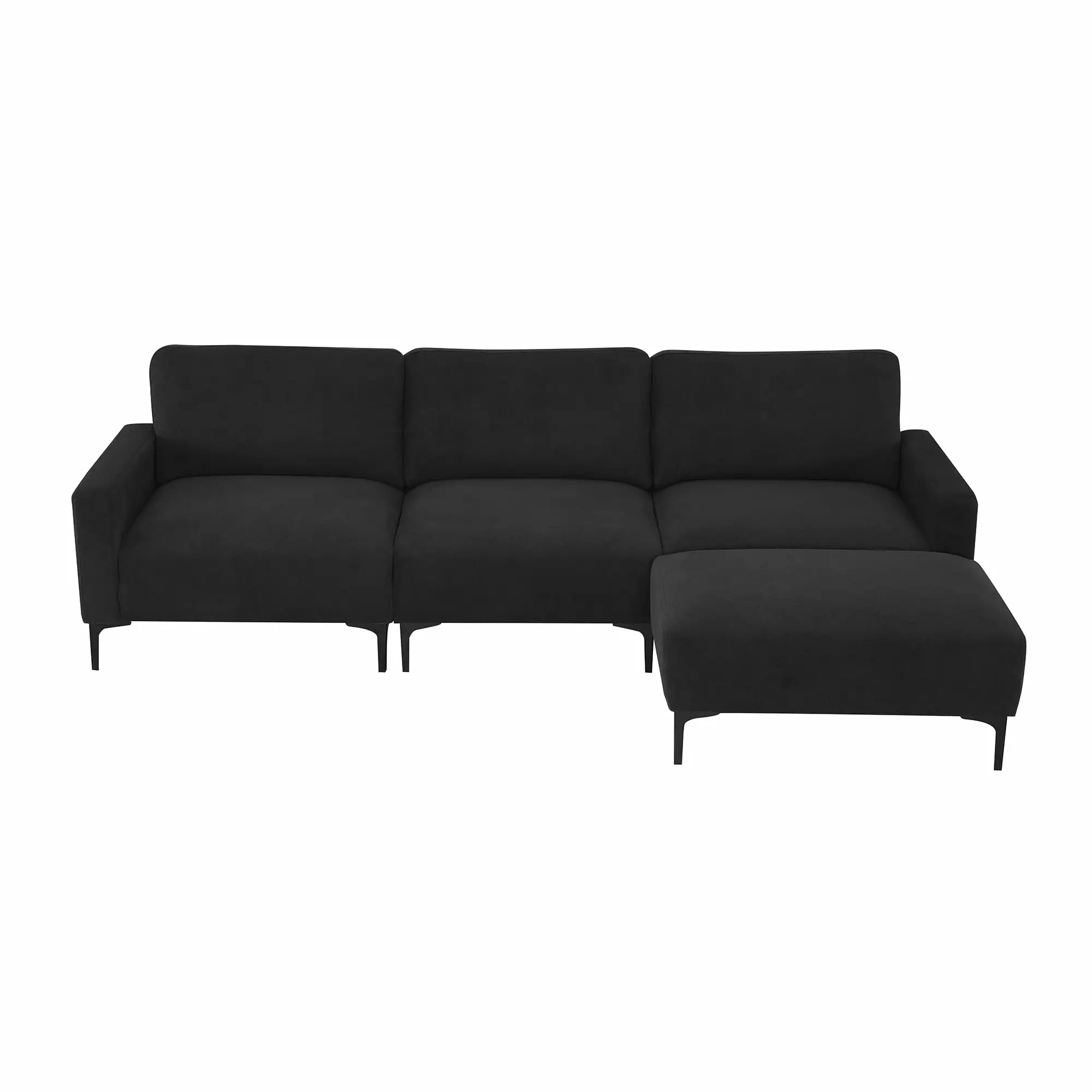 Modern L-Shaped Sectional Sofa with Convertible Ottoman. 4 Seaters Velvet Modular Couch for Living Room Apartment Office