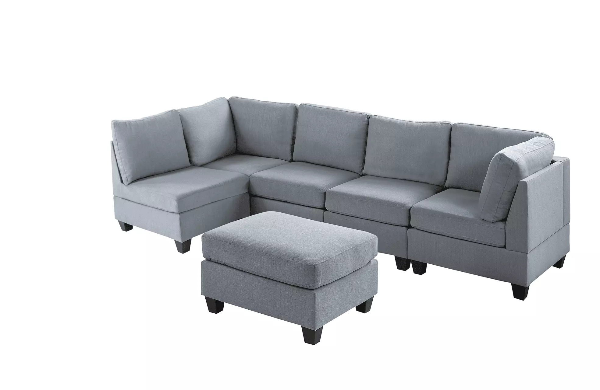 Modern Modular Sectional Sofa Set - 6Pc In Gray Fabric