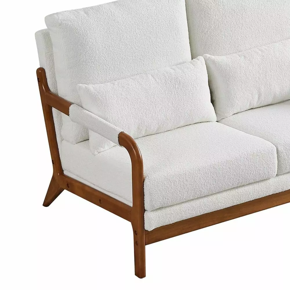 Modern Teddy Fabric Loveseat with Wood Frame