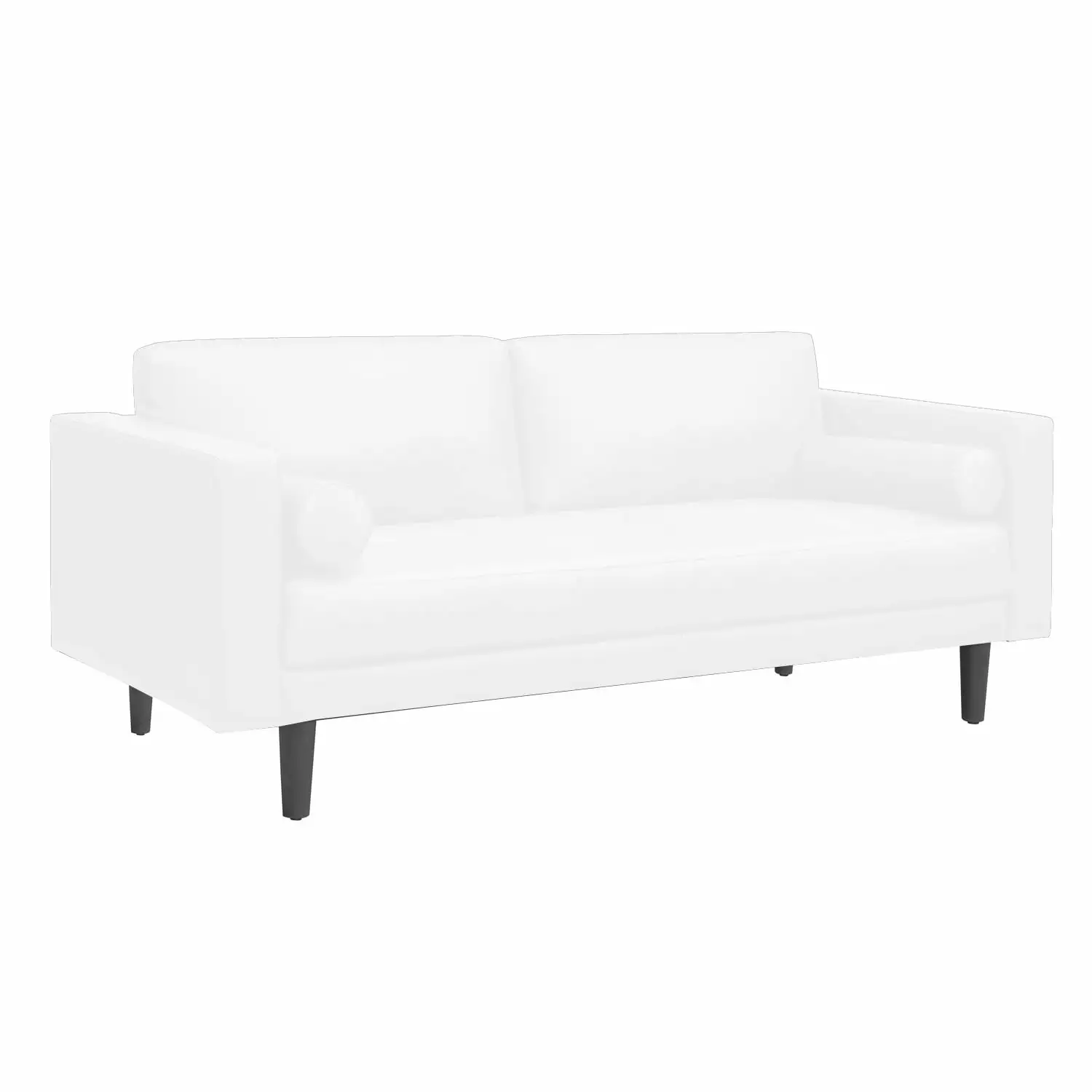 Modern Top Grain Genuine Leather Sofa in White. Cushion Back Sofa Couch for Living Room. Bedroom. Space-Saving 3 Seater Couch. White