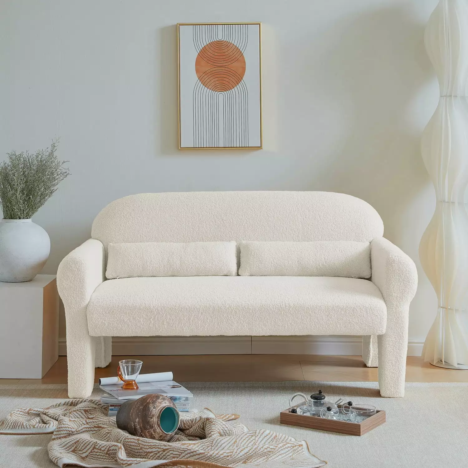 Modern Boucle Loveseat - Cozy Chic and Stylish Addition to Any Living Room Decor [VIDEO Included]