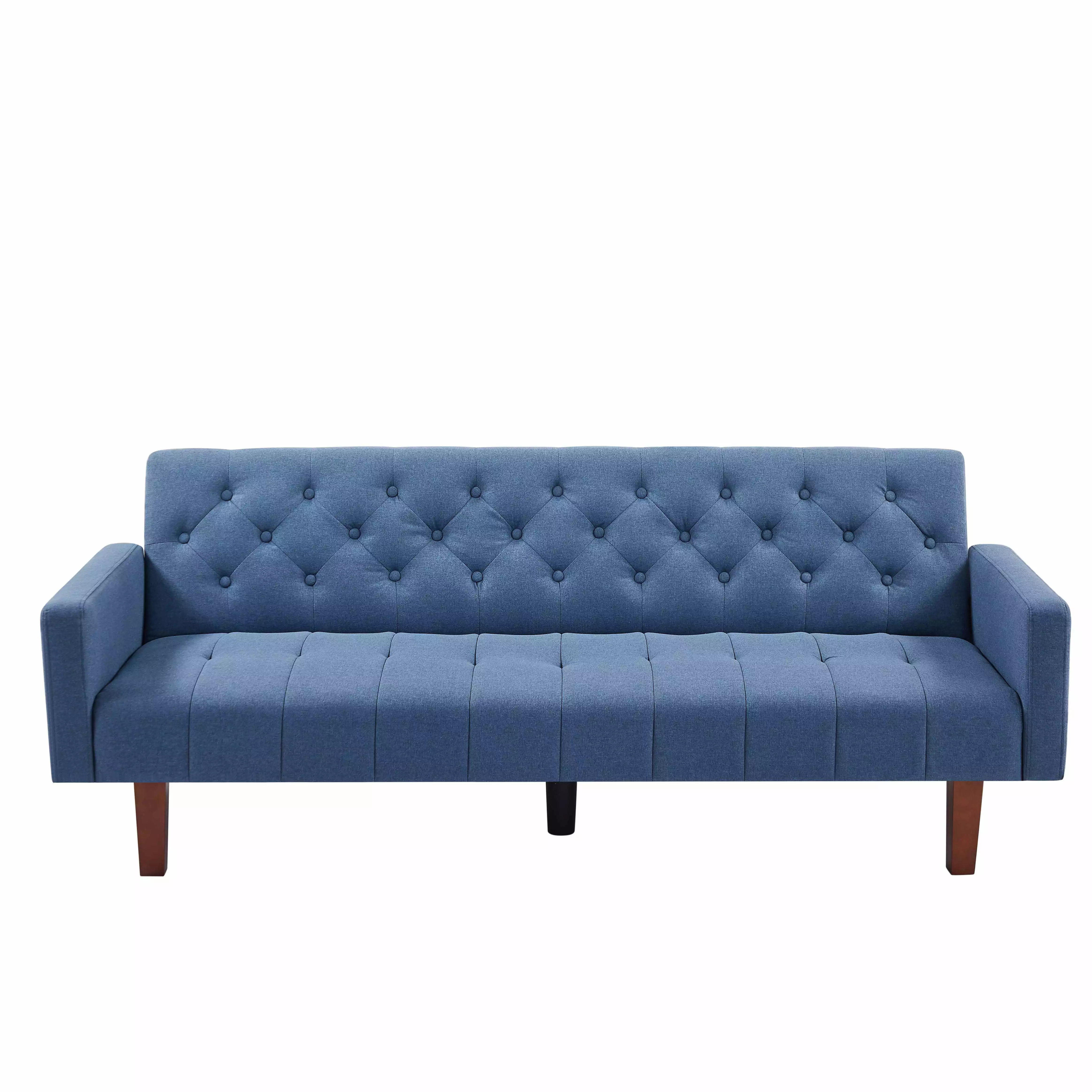 Modstyle 74 Modern Linen Futon Sofa Bed for Living Room. Blue