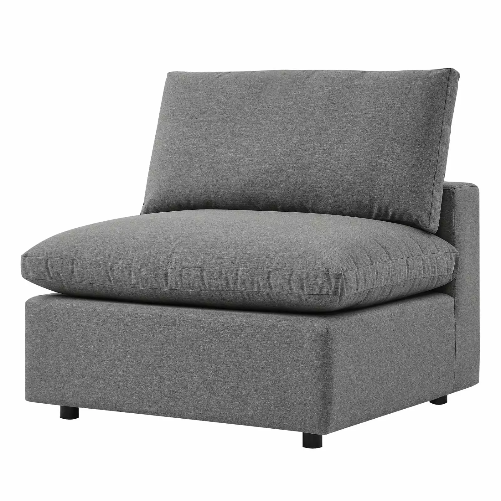 Modular Lounge Sofa Middle Chair. Charcoal Grey Gray. Fabric. Modern Contemporary. Outdoor Patio Balcony Cafe Bistro Garden Furniture Hotel Hospitality