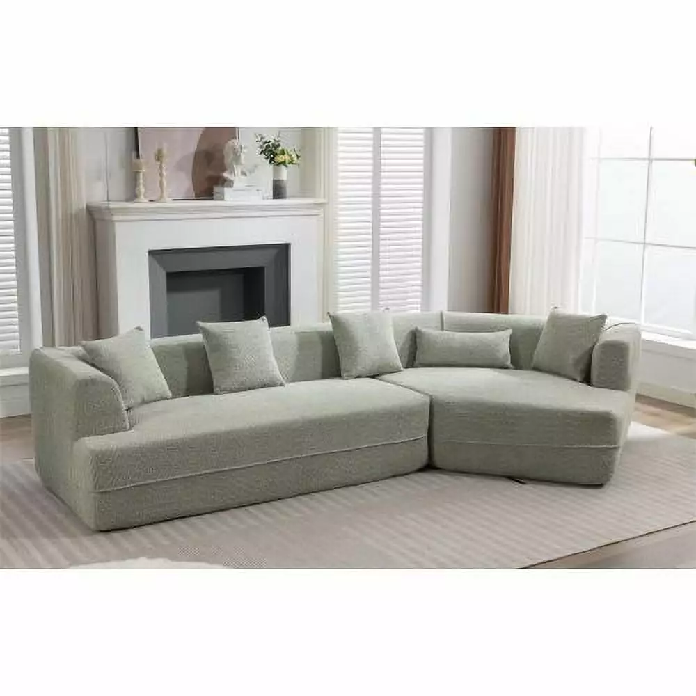 Modular Sectional Living Room Sofa Set. Modern Minimalist Style Couch. Upholstered Sleeper Sofa For Living Room. Bedroom. Salon. 2 Pc Free Combination .Boucle Fabric .Anti-Wrinkle Fabric.Green