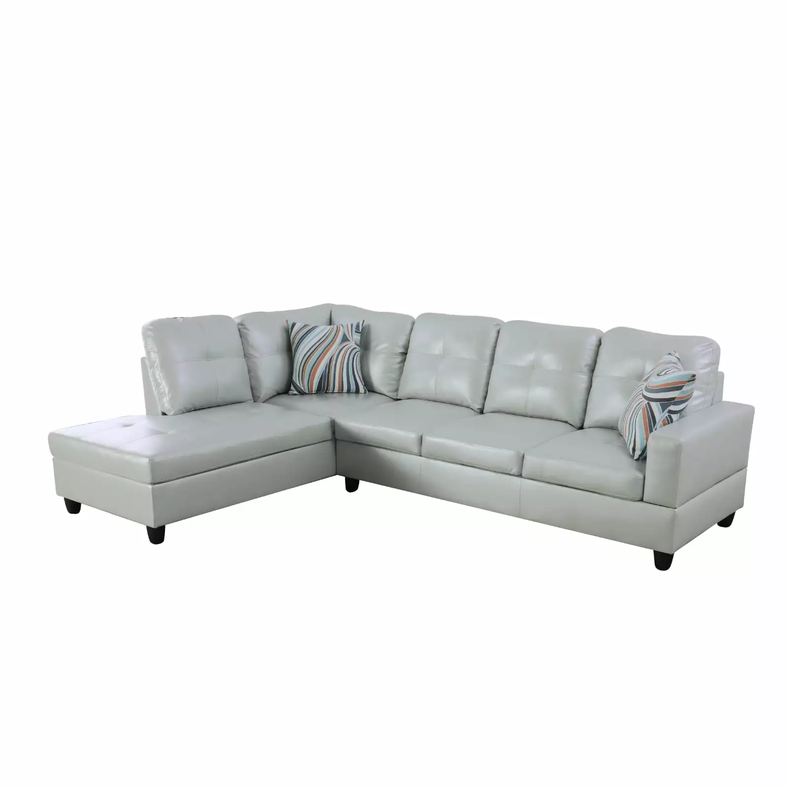 Modular Sectional Sofa. L Shaped Sofa Couch with Storage and 2 Pillows. Modular Sectionals .4 Seat Sofa Couch with Chaise for Living Room. Office. Gallery Silver Green .Left Chaise