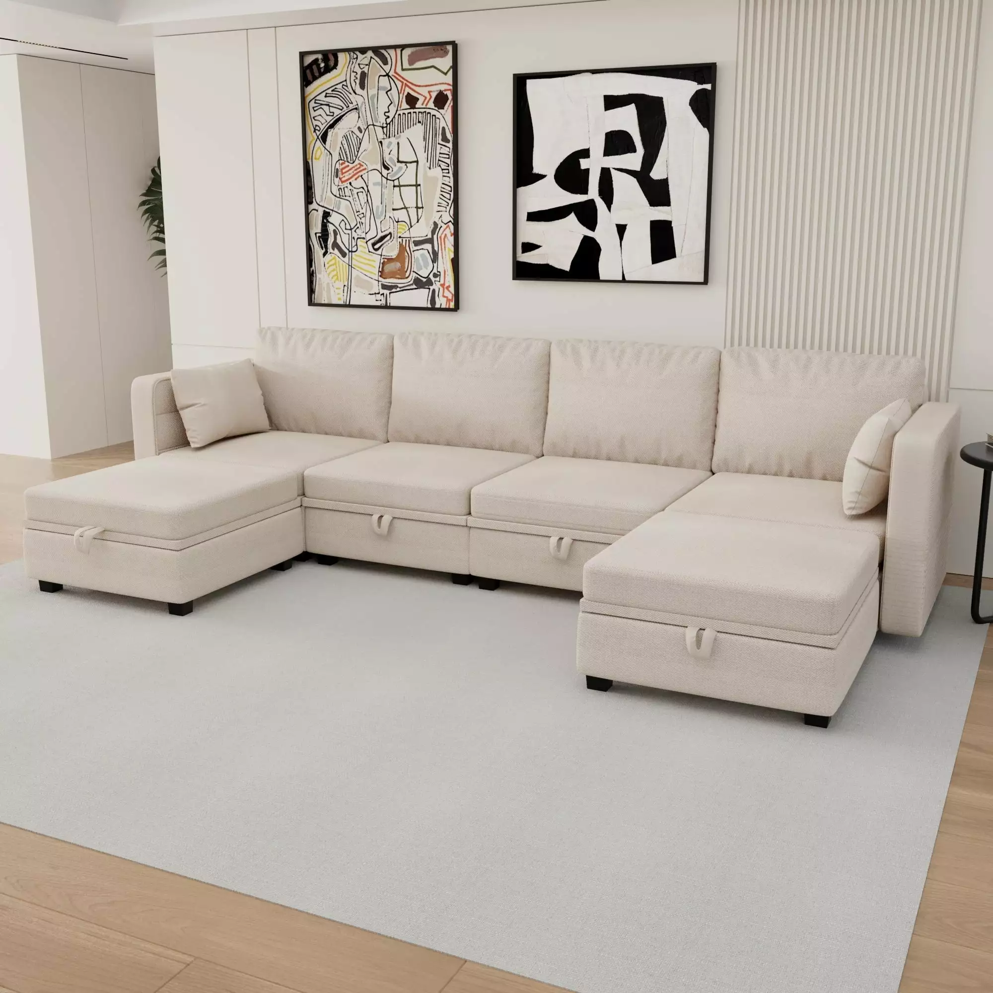 Modular Sectional Sofa U Shaped Modular Couch with Reversible Chaise Modular Sofa Sectional Couch with Storage Seats