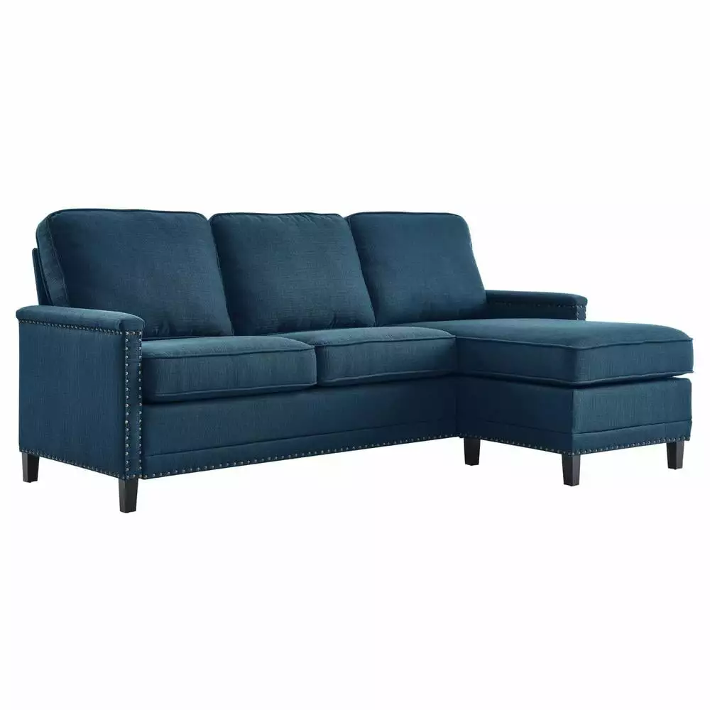 Modway Ashton Upholstered Modern Fabric Sectional Sofa in Azure Blue