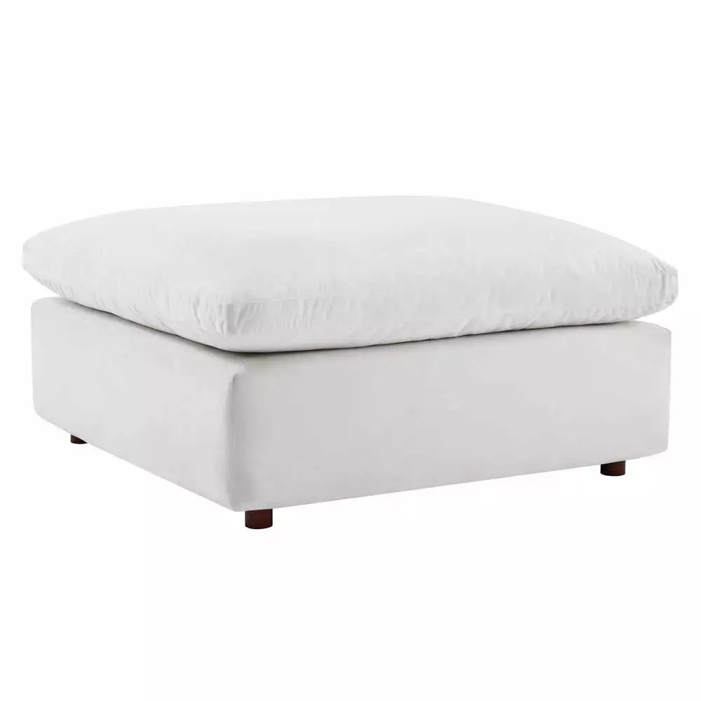 Modway Commix Down Filled Overstuffed Performance Velvet Ottoman in White