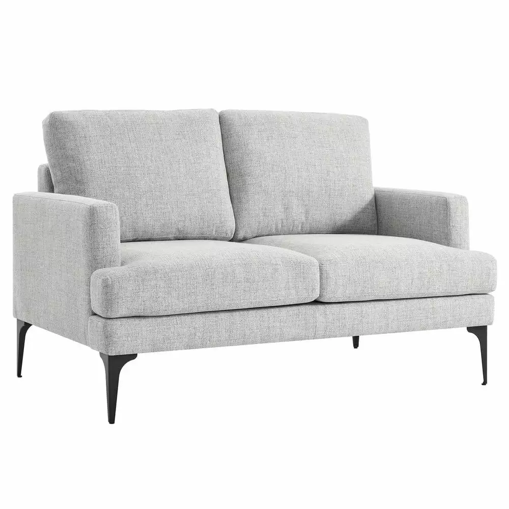 Modway Evermore Metal and Upholstered Fabric Loveseat in Light Gray