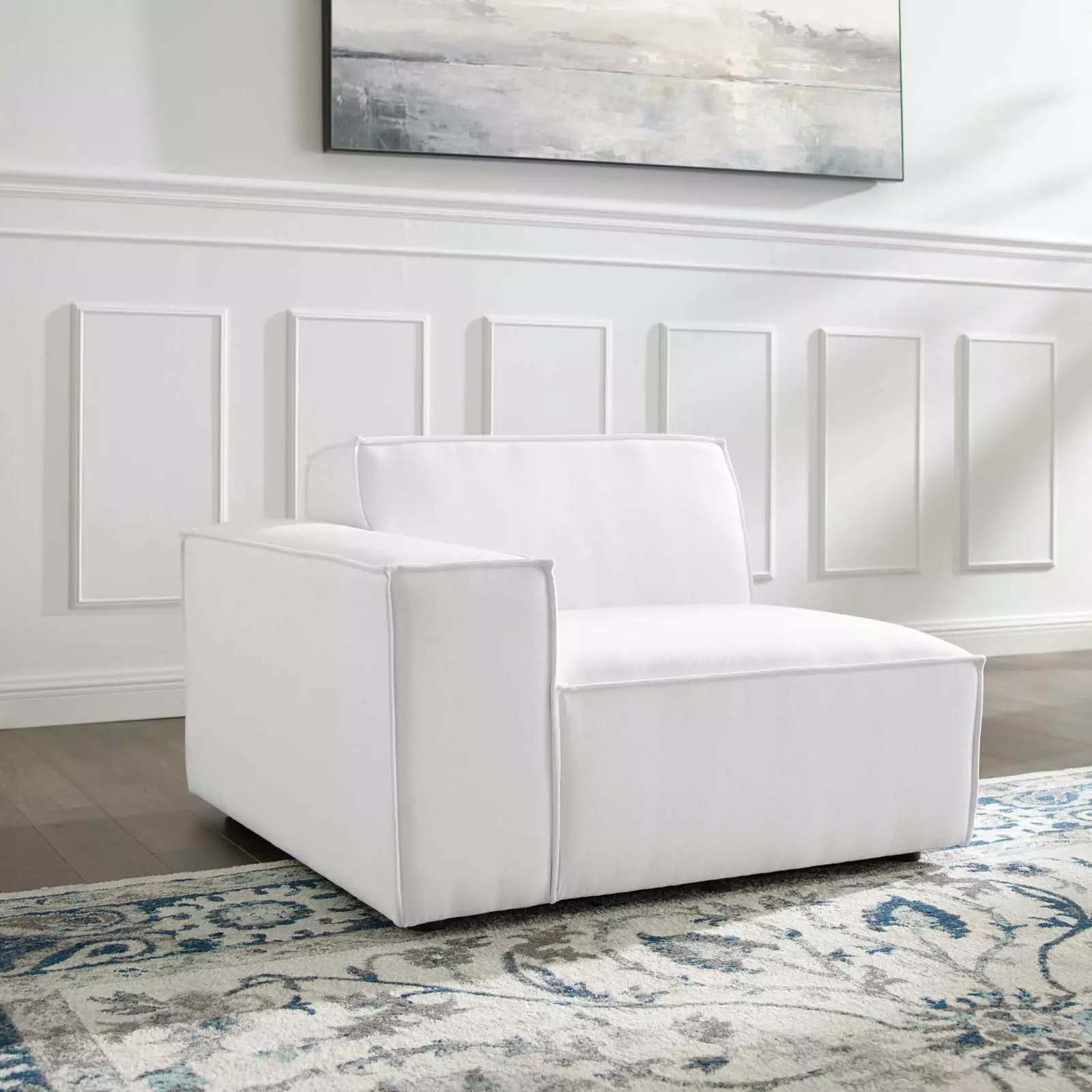 Modway Restore Polyester Fabric Right-Arm Sectional Sofa Chair in White