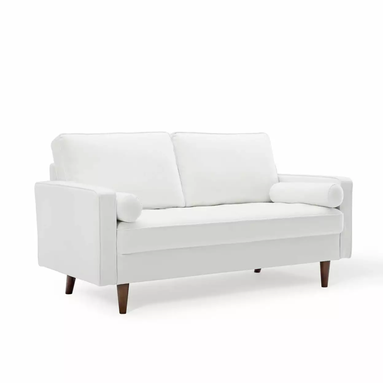 Modway Valour Modern Performance Velvet Loveseat in White/Walnut