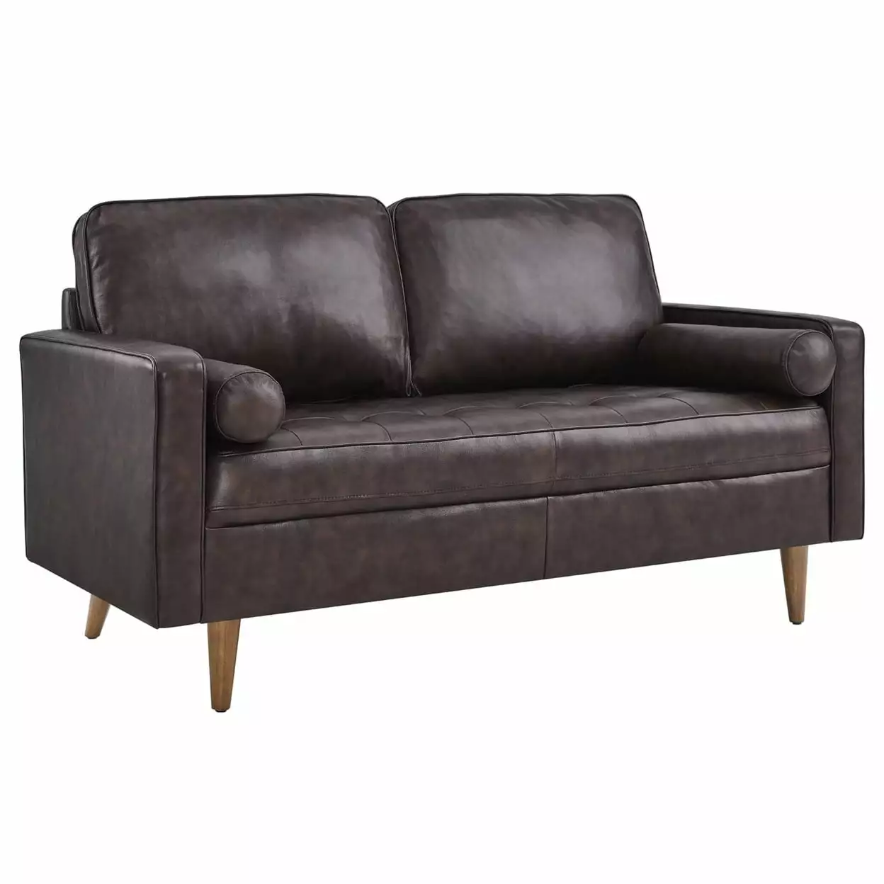 Modway Valour Modern Style Leather and Dense Foam Loveseat in Brown Finish