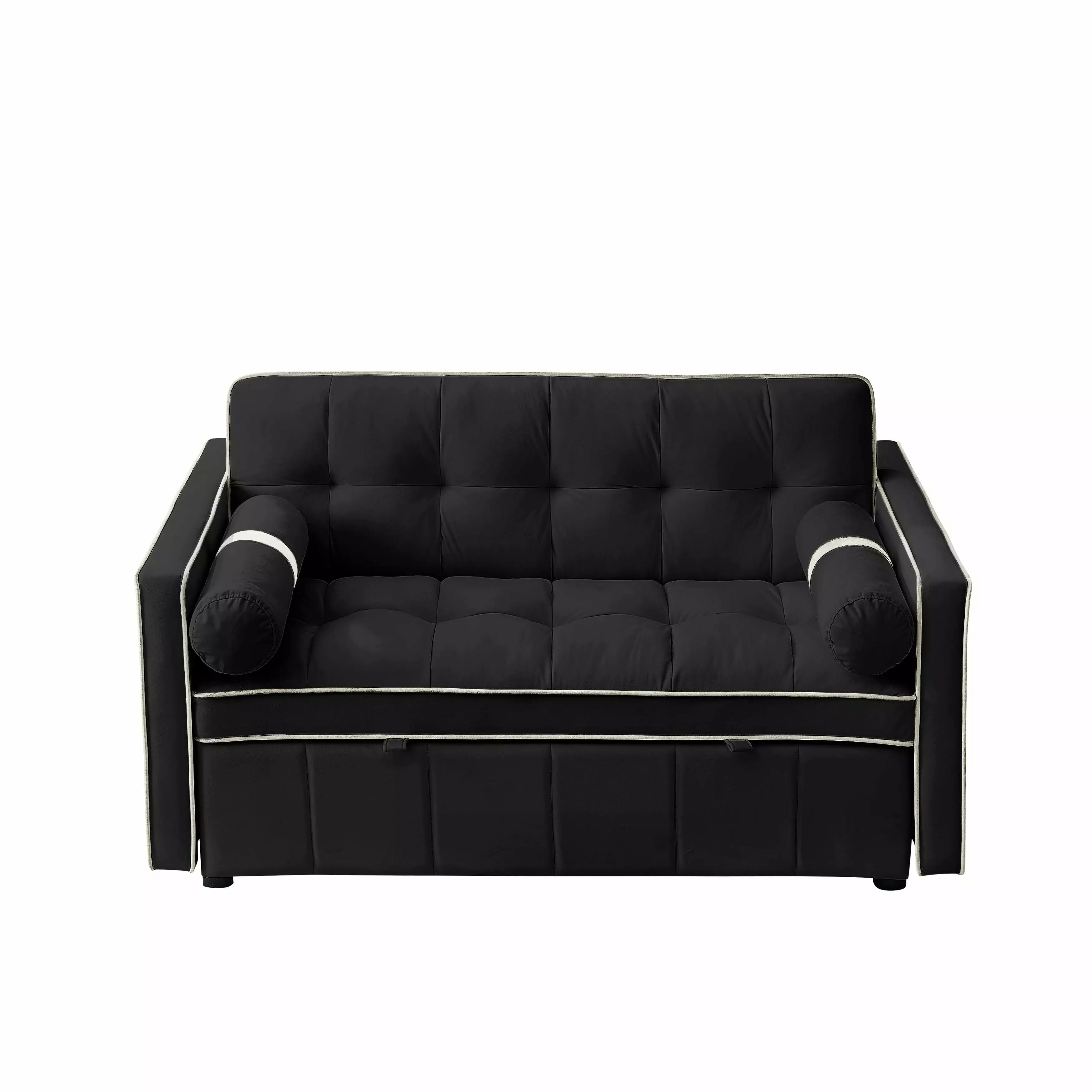 Multifunctional Pull Out Sofa Bed. 2 Seater Loveseats Sofa. Black