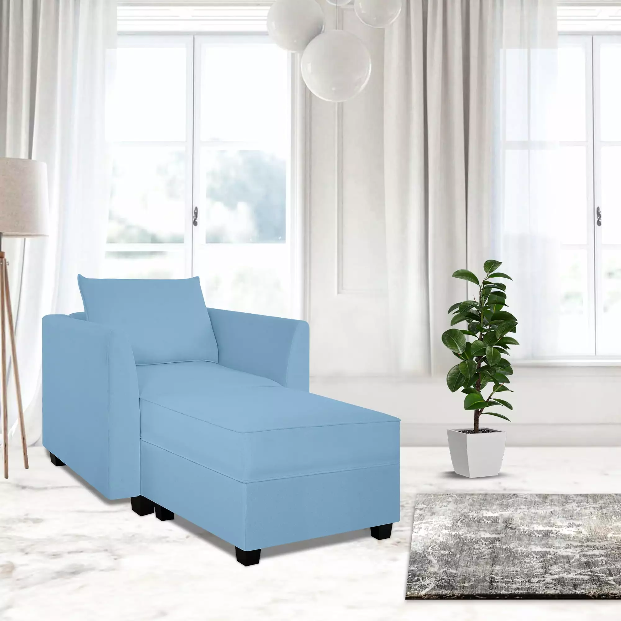 Naomi Home Elizabeth Modern DIY Collection-Fabric:Linen.Finish:Robin Egg Blue.Style:Accent Chair with Ottoman