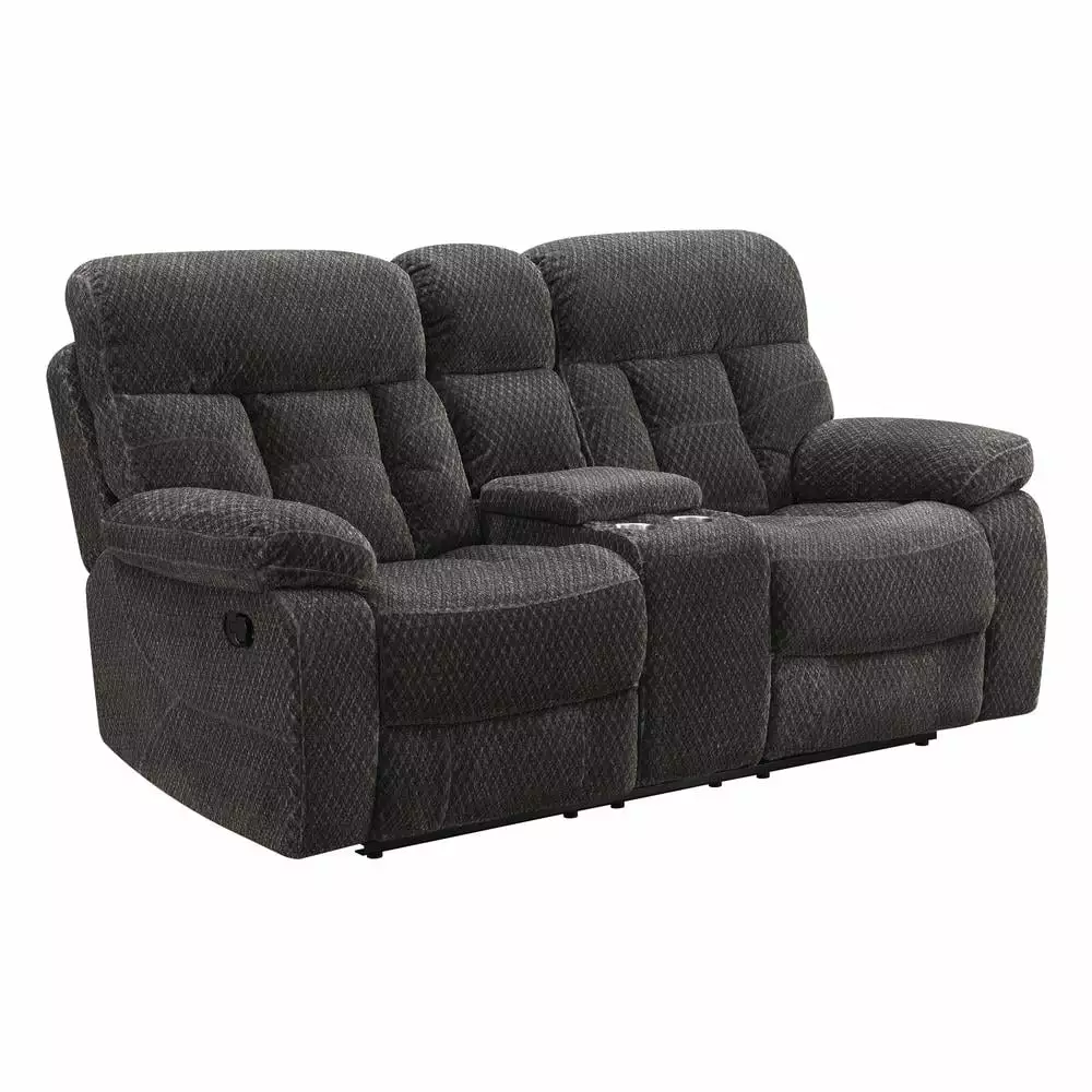 New Classic Furniture Bravo Polyester Fabric Console Loveseat in Charcoal