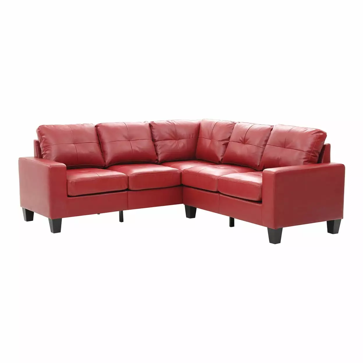 Newbury 82 In. W 2-Piece Faux Leather L Shape Sectional Sofa In Red