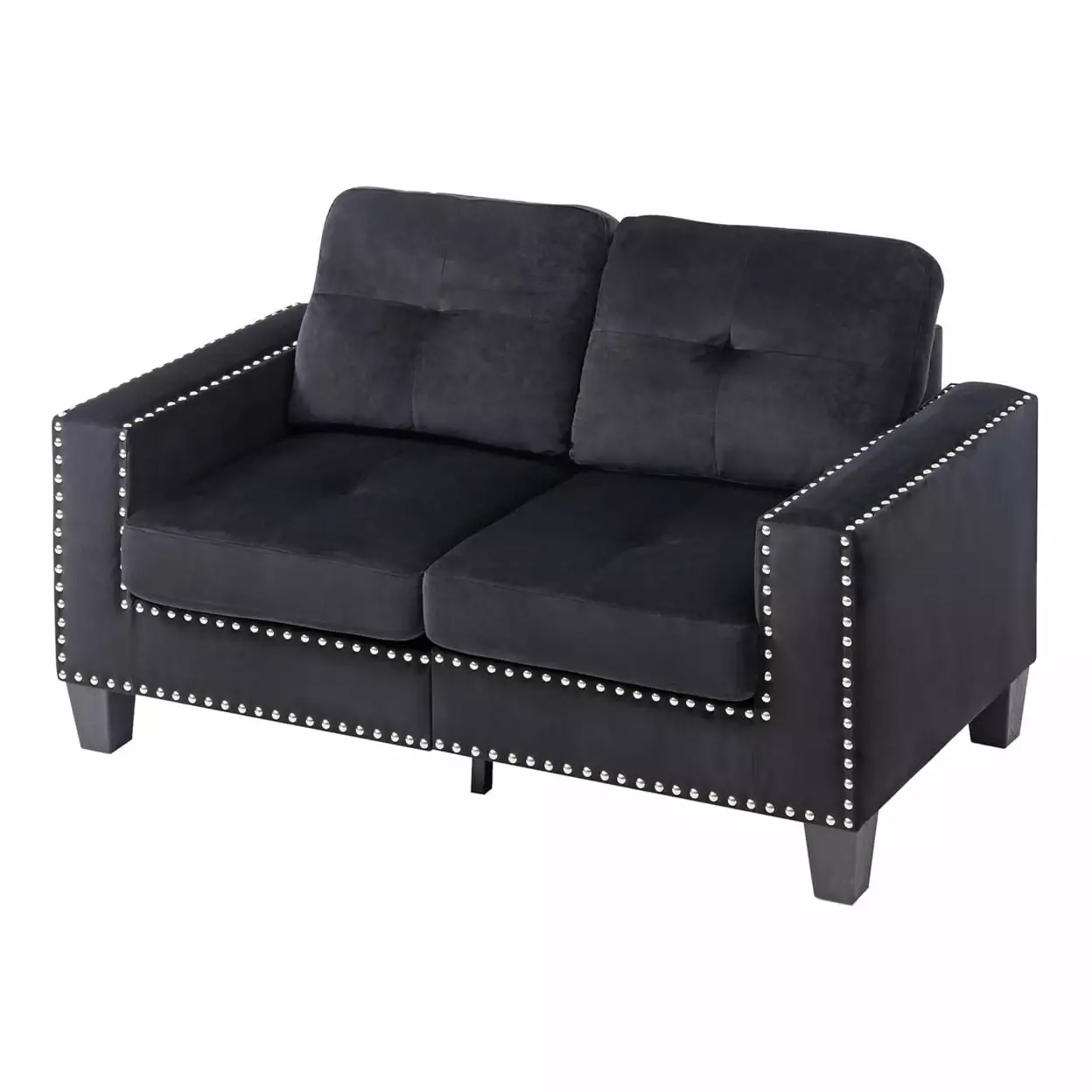 Newbury 82 In. W 2-Piece Polyester Twill L Shape Sectional Sofa In Black