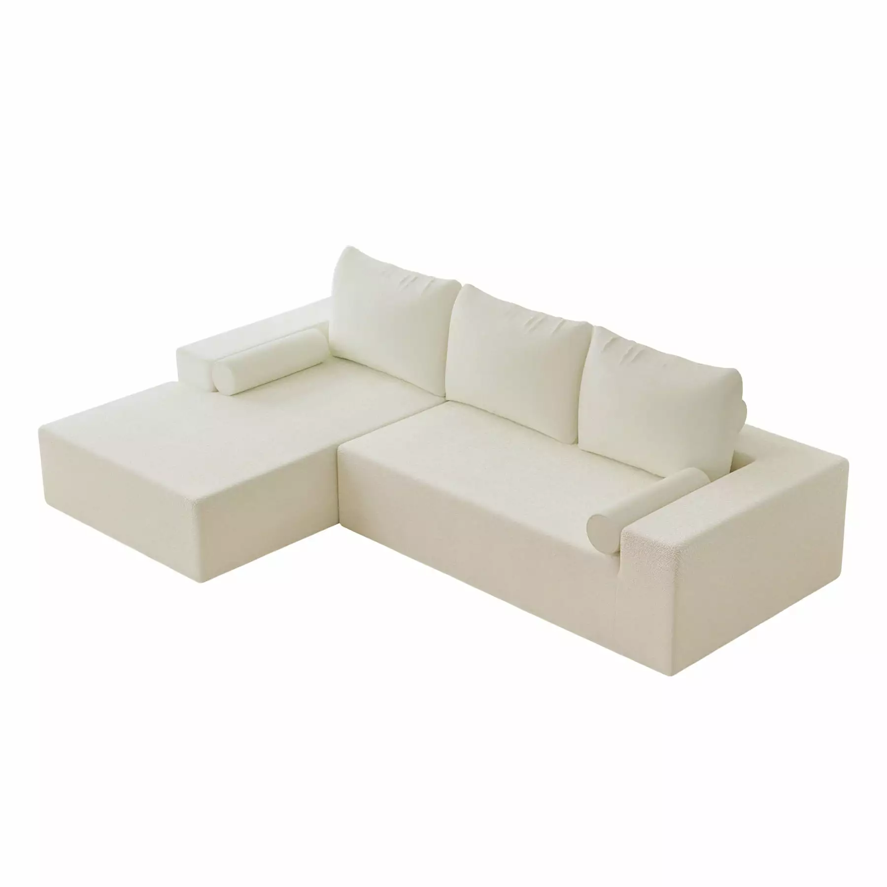 Ouyessir 105.2 L-Shape Modular Sectional Sofa. Upholstered Chenille 5 Seater Sofa .Modern Minimalist Cloud Couch Deep Seat with Chaise for Living Room. Cream White