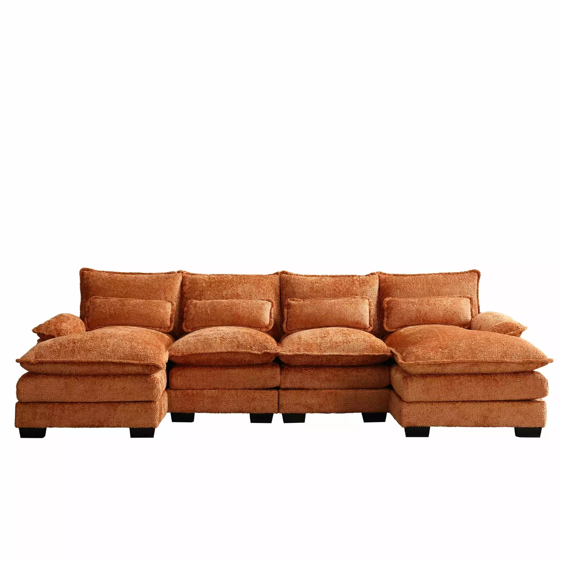 Ouyessir U Shaped Sectional Sofa. 110 Oversized Comfy Chenille Modular Sofa. 4-Seat Fluffy Couch Sofa for Living Room