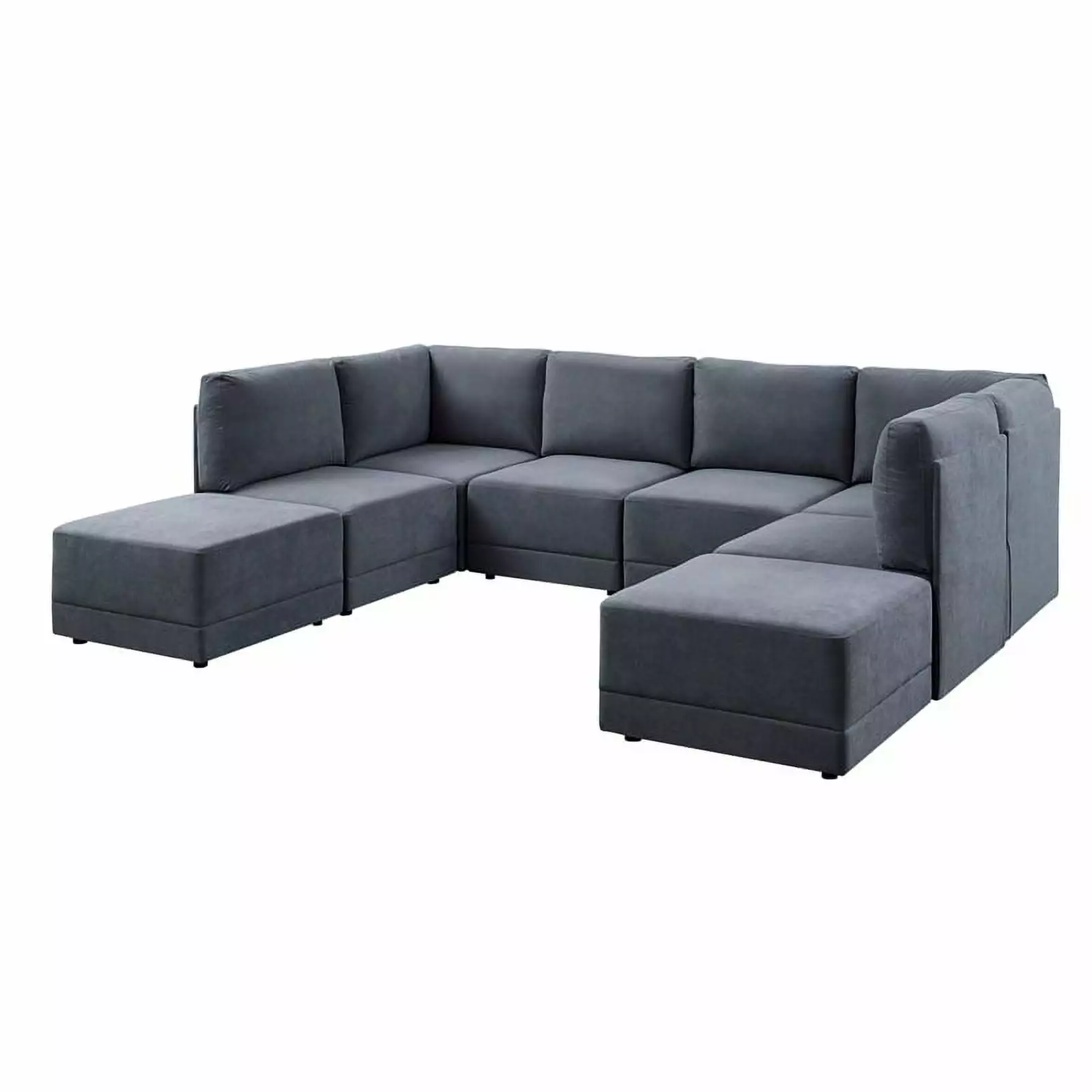 Partner Furniture Polyester Blend Fabric Modular Sectional Sofa in Gray