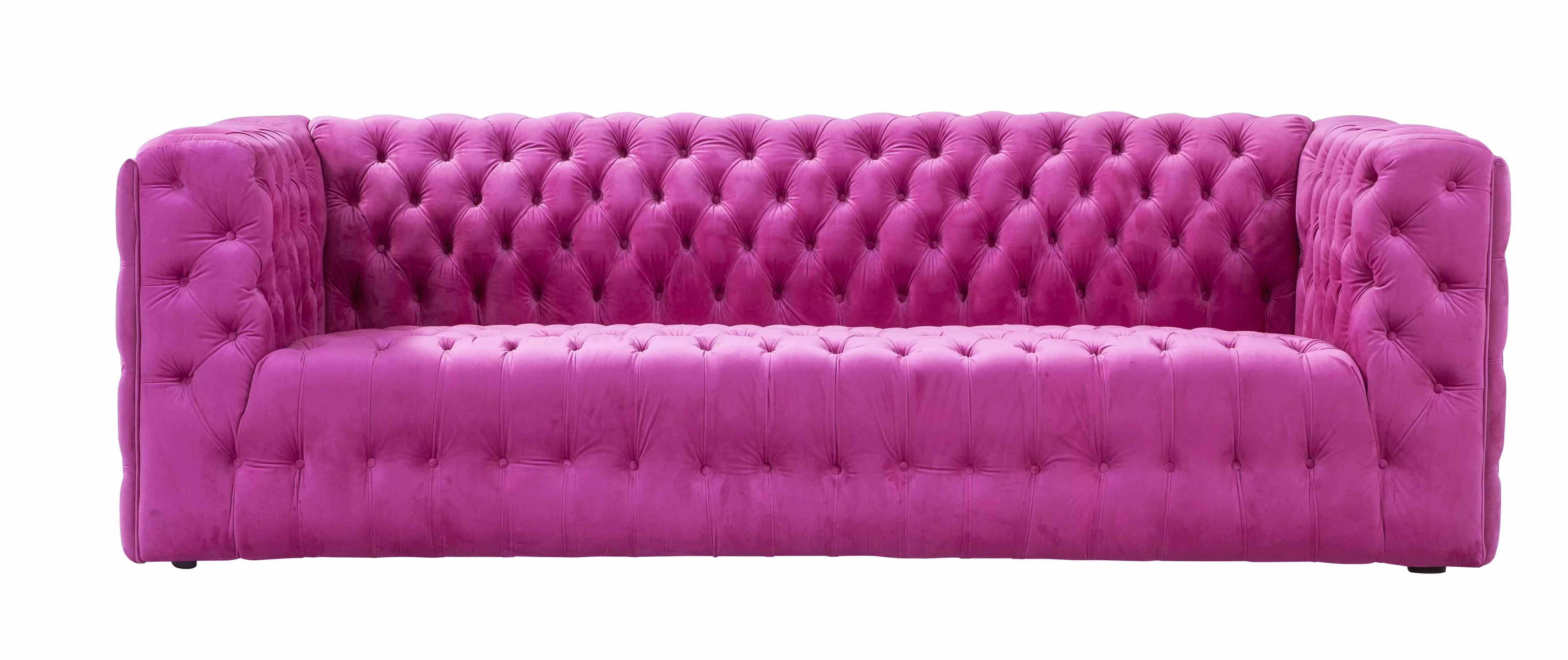 Pasargad Home Vicenza Collection Velvet Tufted Sofa. Fuschia