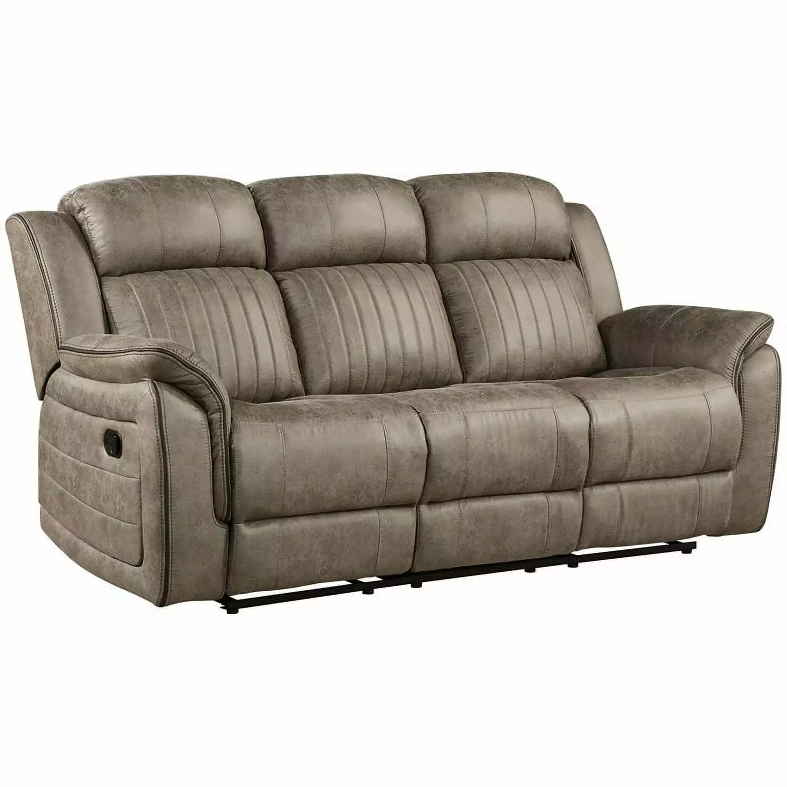 Pemberly Row 20.5 Modern Microfiber Upholstered Reclining Sofa in Sandy Brown