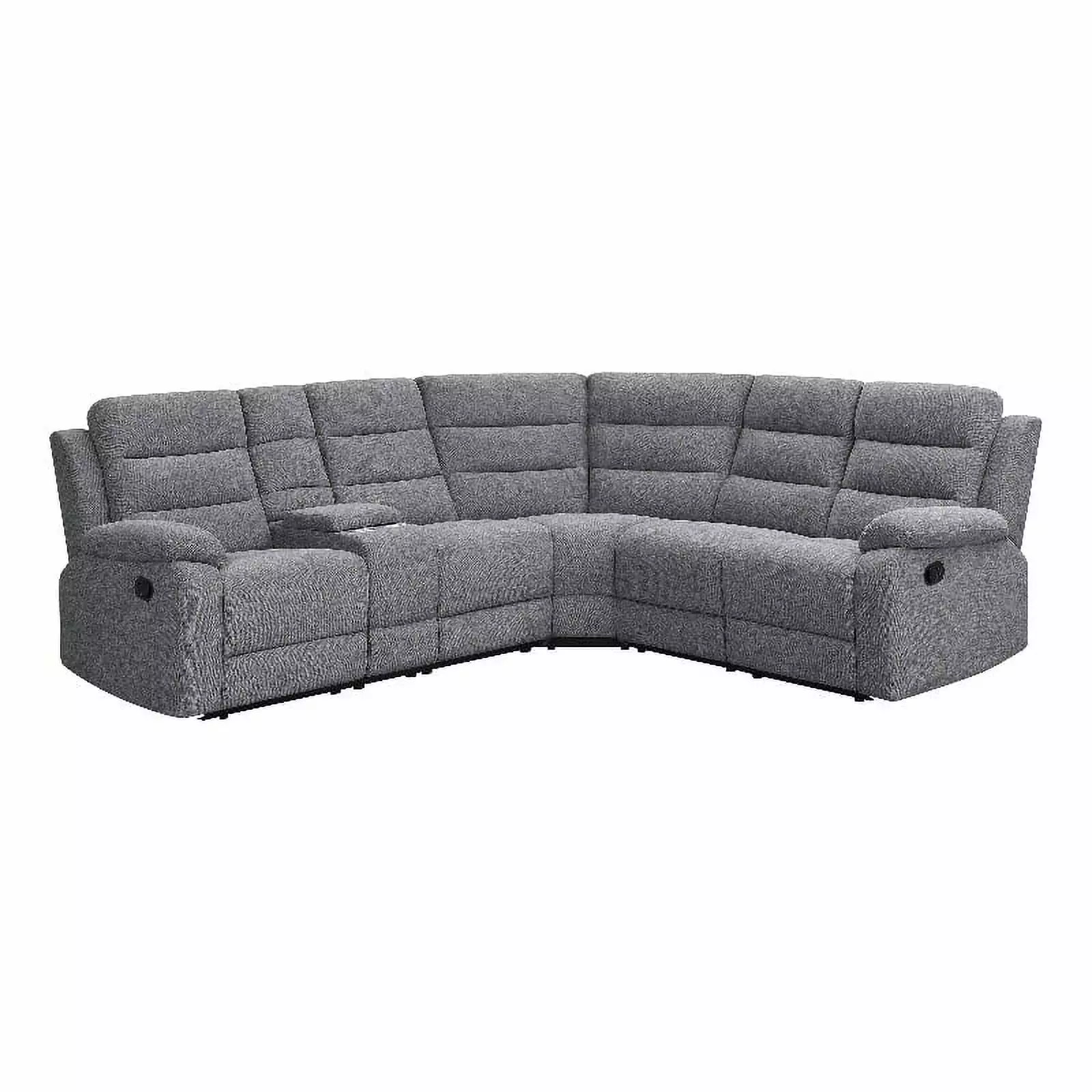 Pemberly Row 3-Piece Modern Fabric Upholstered Sectional in Gray