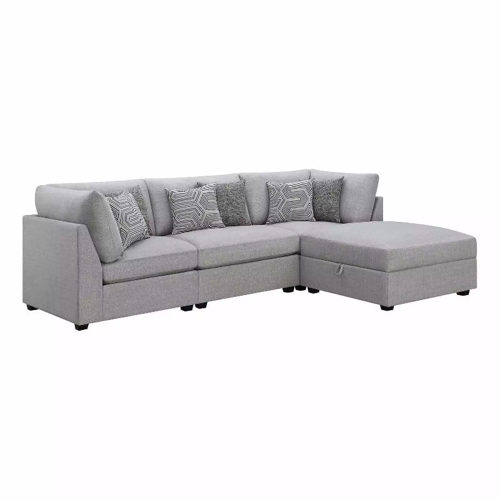 Pemberly Row 4-Piece Upholstered Fabric Modular Sectional in Gray