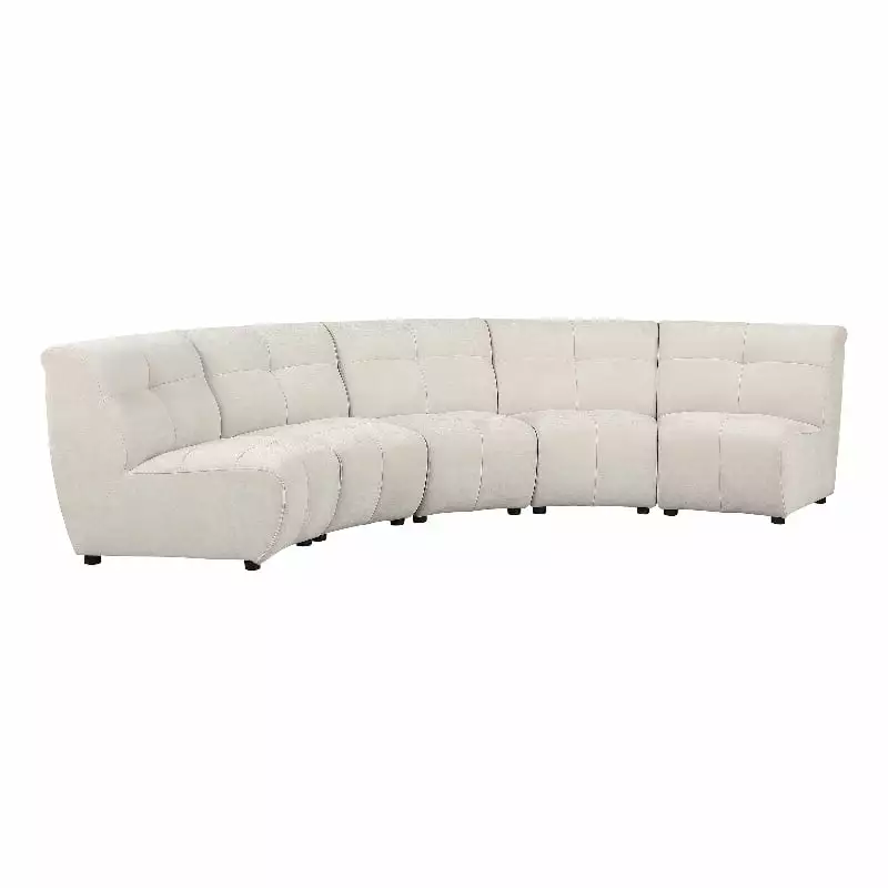 Pemberly Row 5-piece Fabric Upholstered Curved Modular Sectional Sofa Ivory