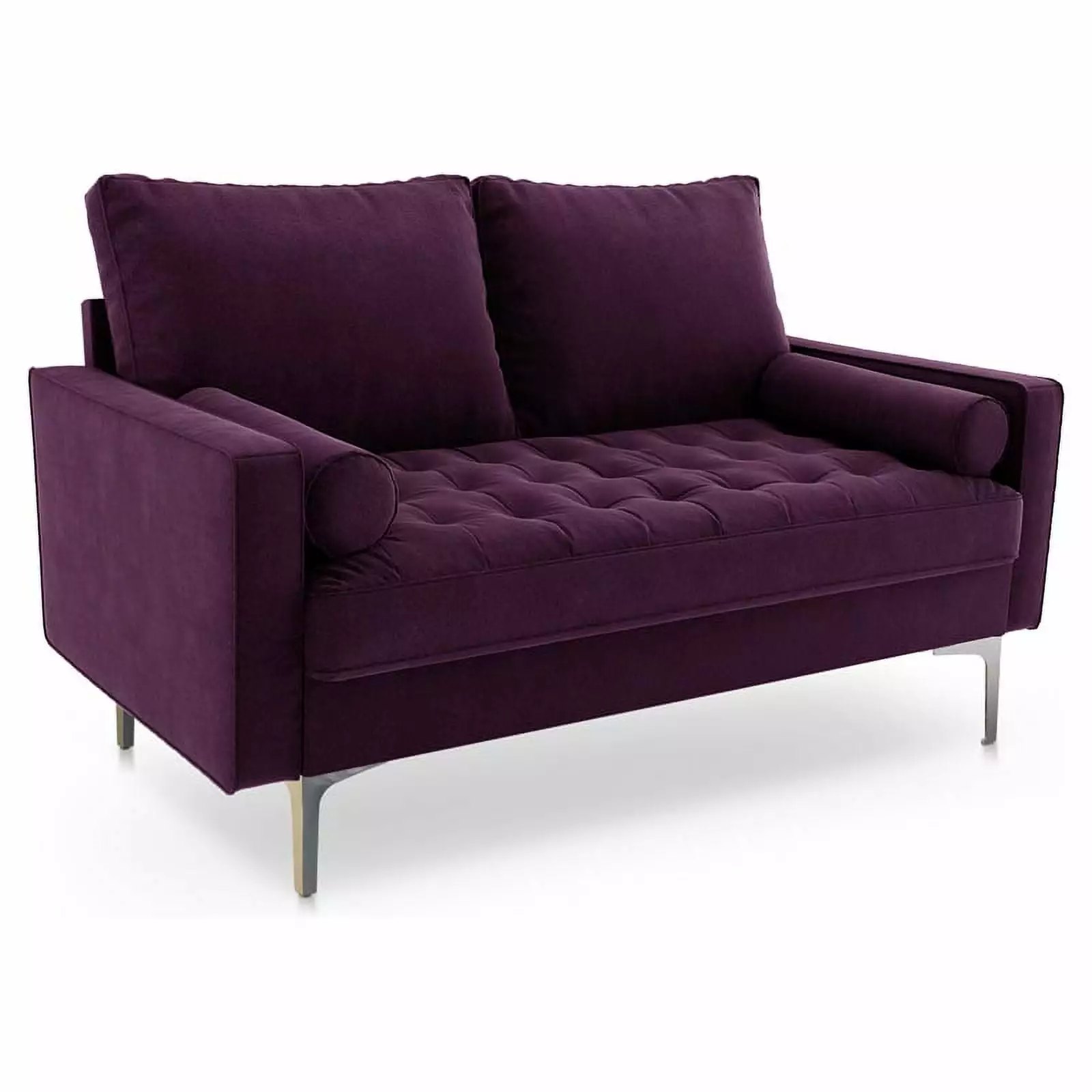 Pemberly Row 58 Upholstered Modern Velvet Loveseat in Purple