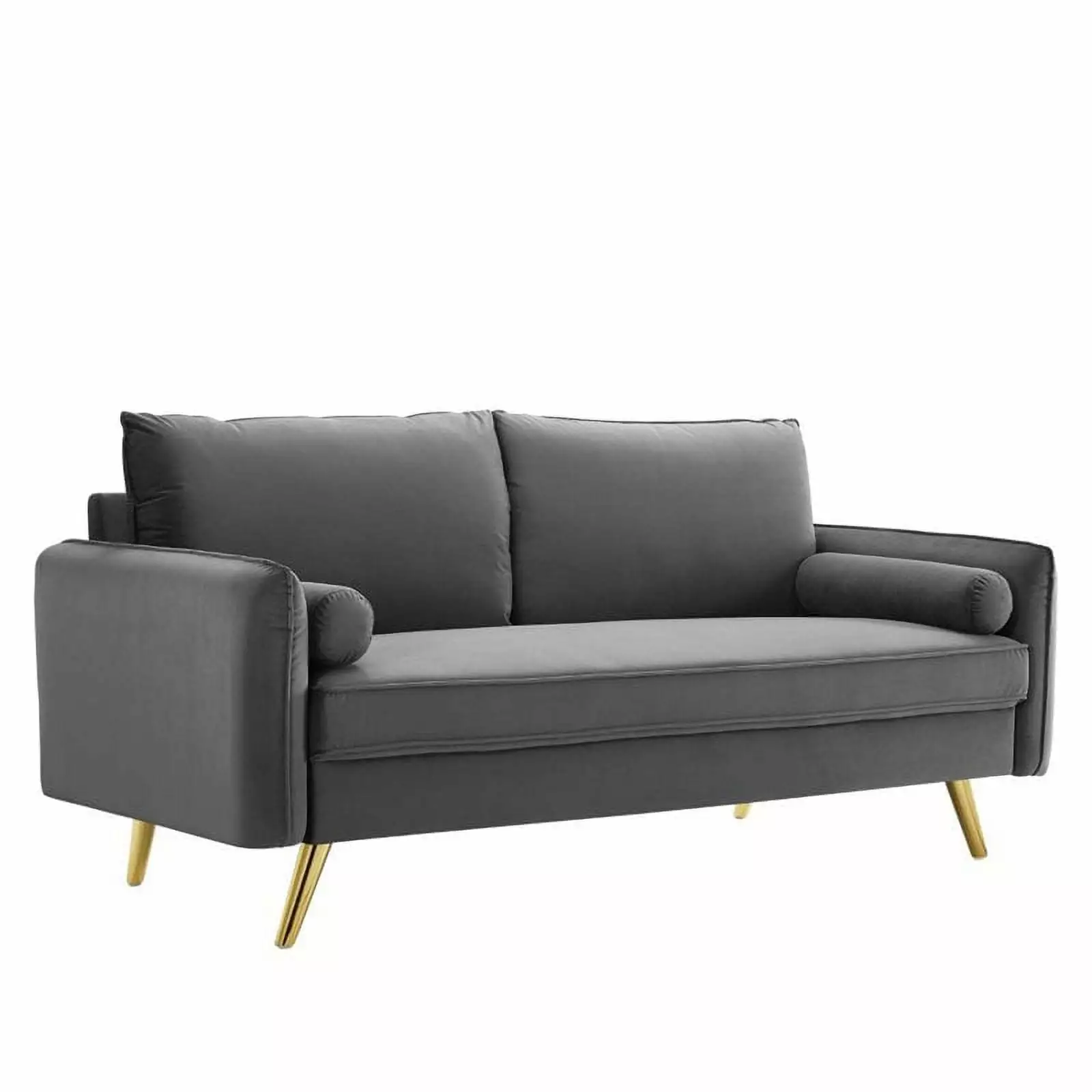 Pemberly Row Contemporary Performance Velvet Upholstered Sofa in Gray