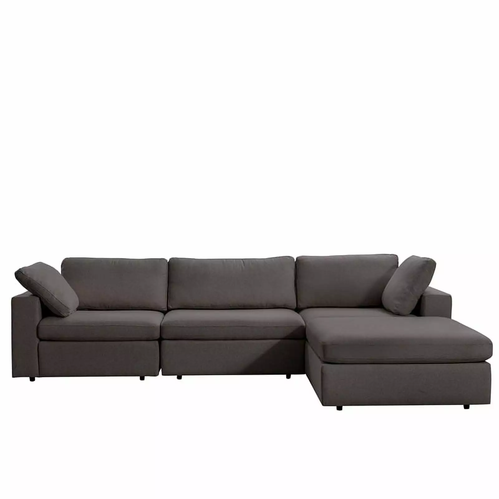 Pemberly Row Mid-Century Modern Fabric Modular Reversible Sofa in Gray