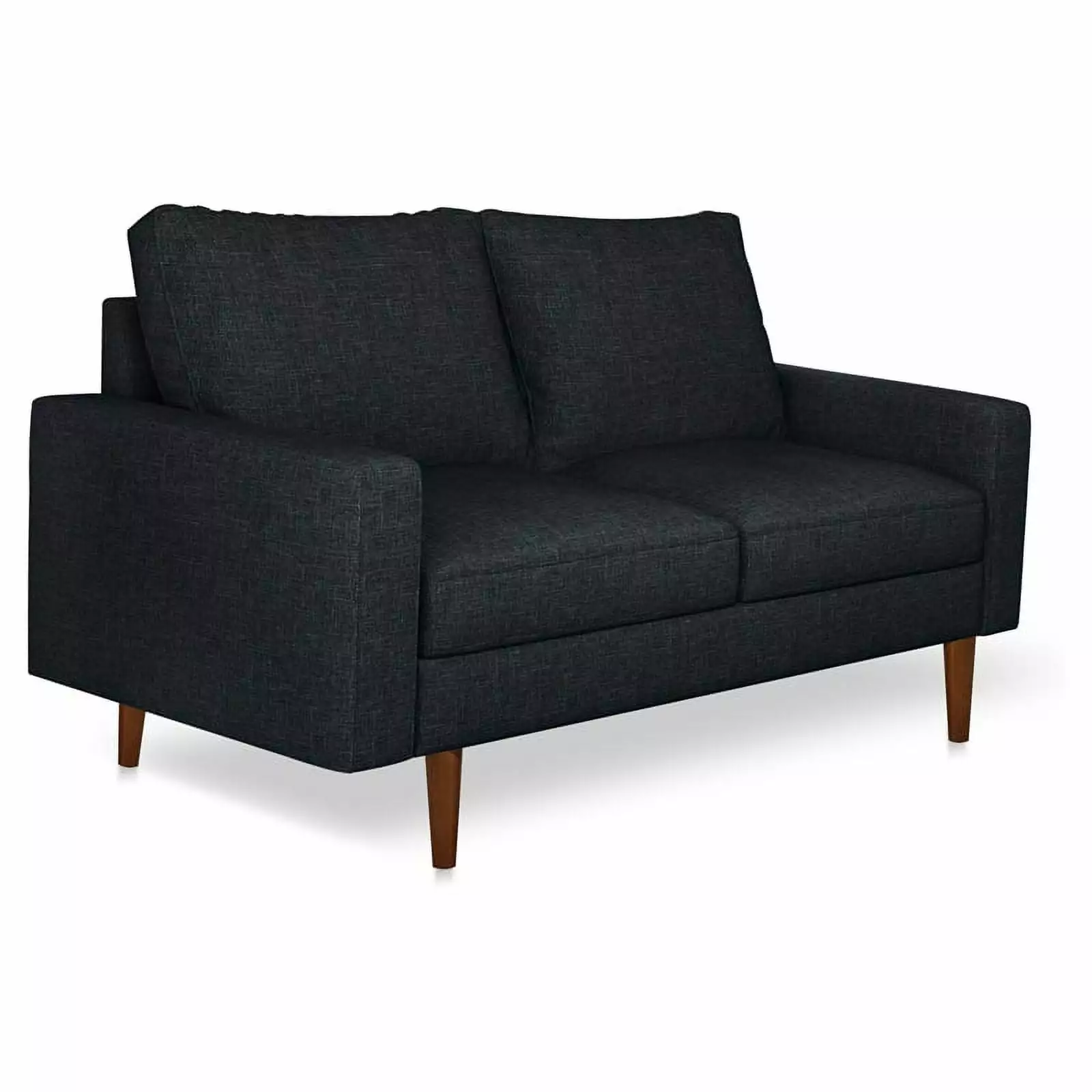 Pemberly Row Modern 58 Upholstered Fabric Loveseat in Black