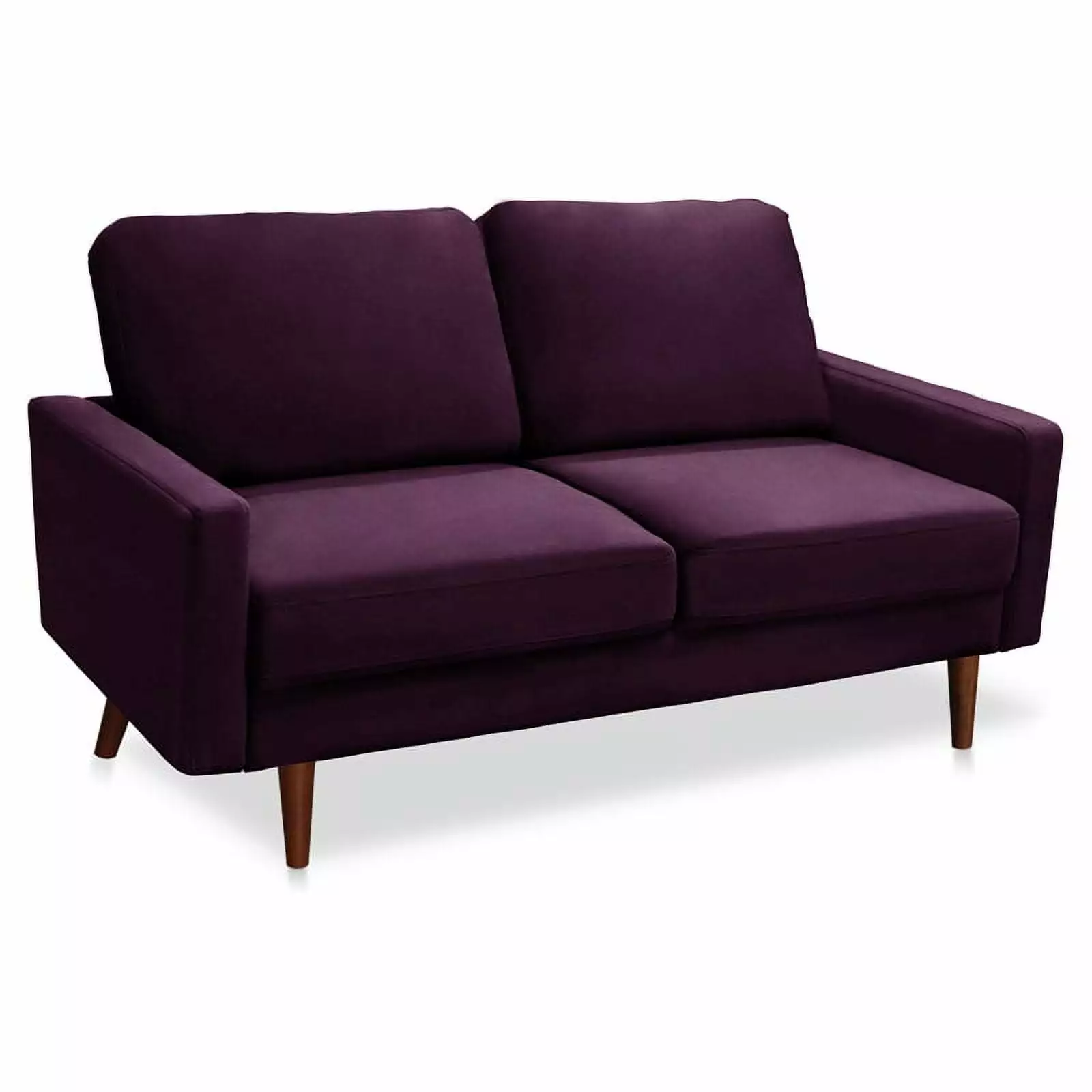 Pemberly Row Modern 58 Upholstered Velvet Loveseat in Purple