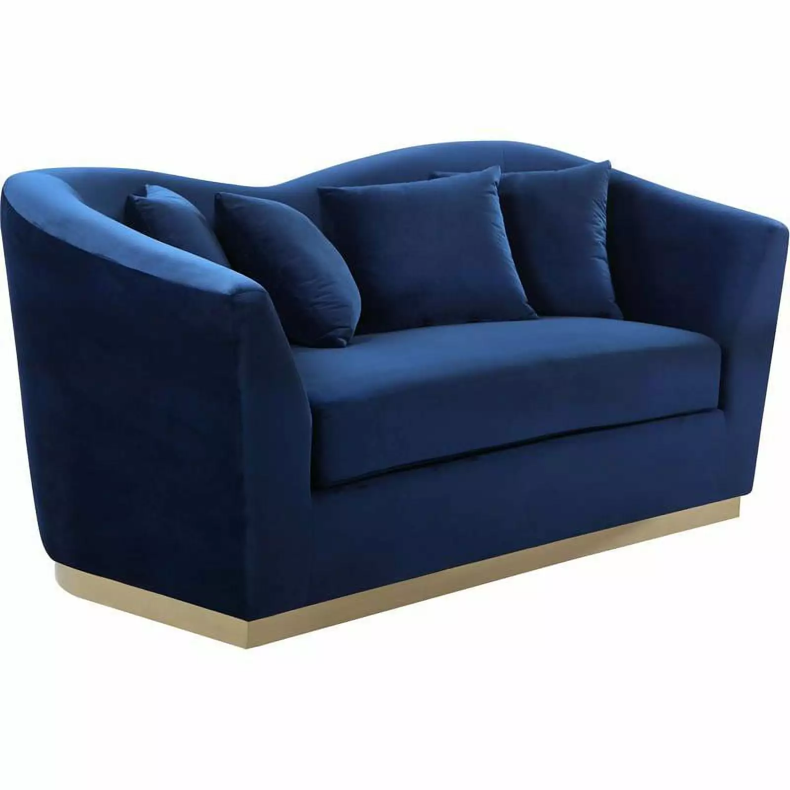 Pemberly Row Modern / Contemporary Velvet Upholstered Loveseat in Navy