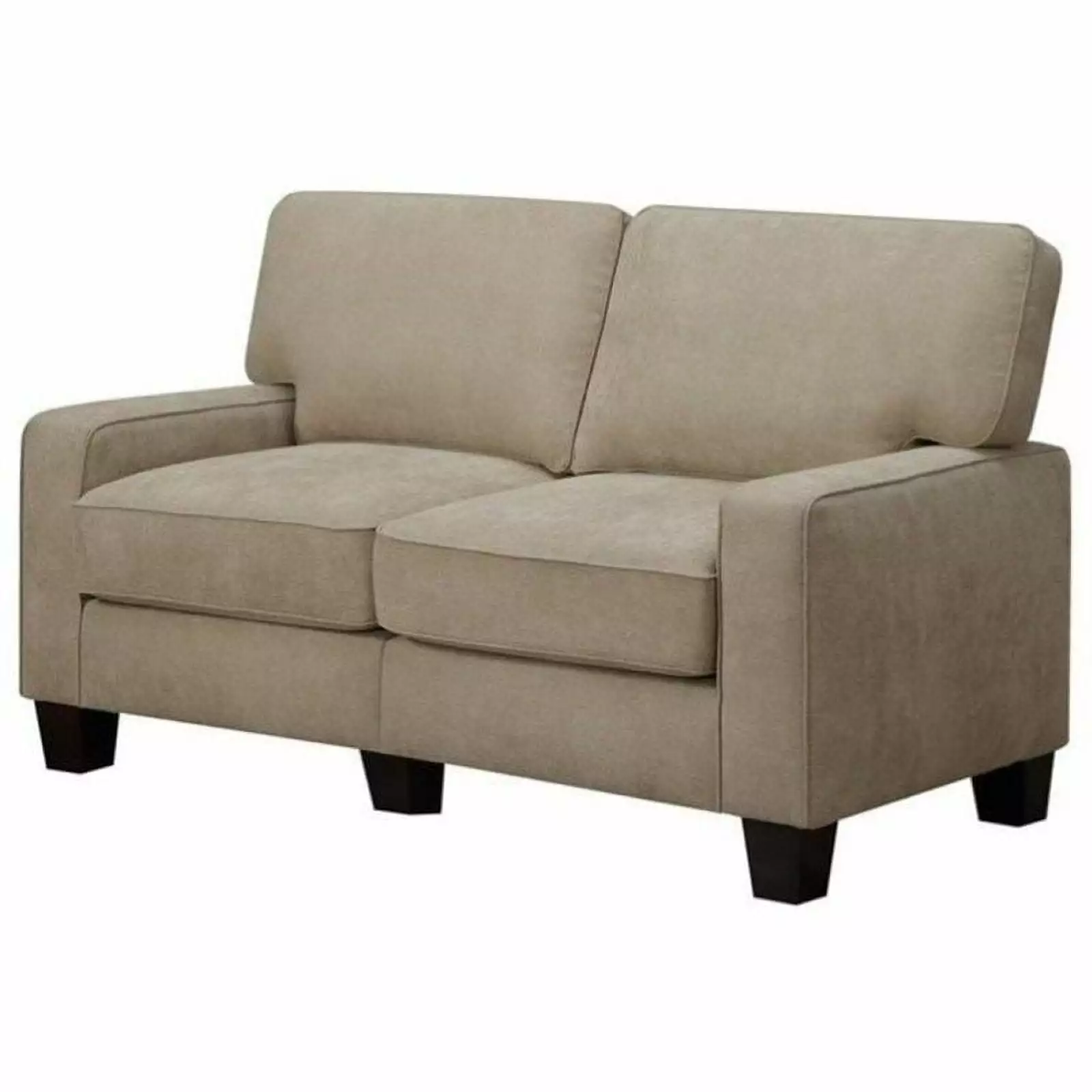 Pemberly Row Modern Fabric Loveseat with 2 Pillows in Silica Sand Beige