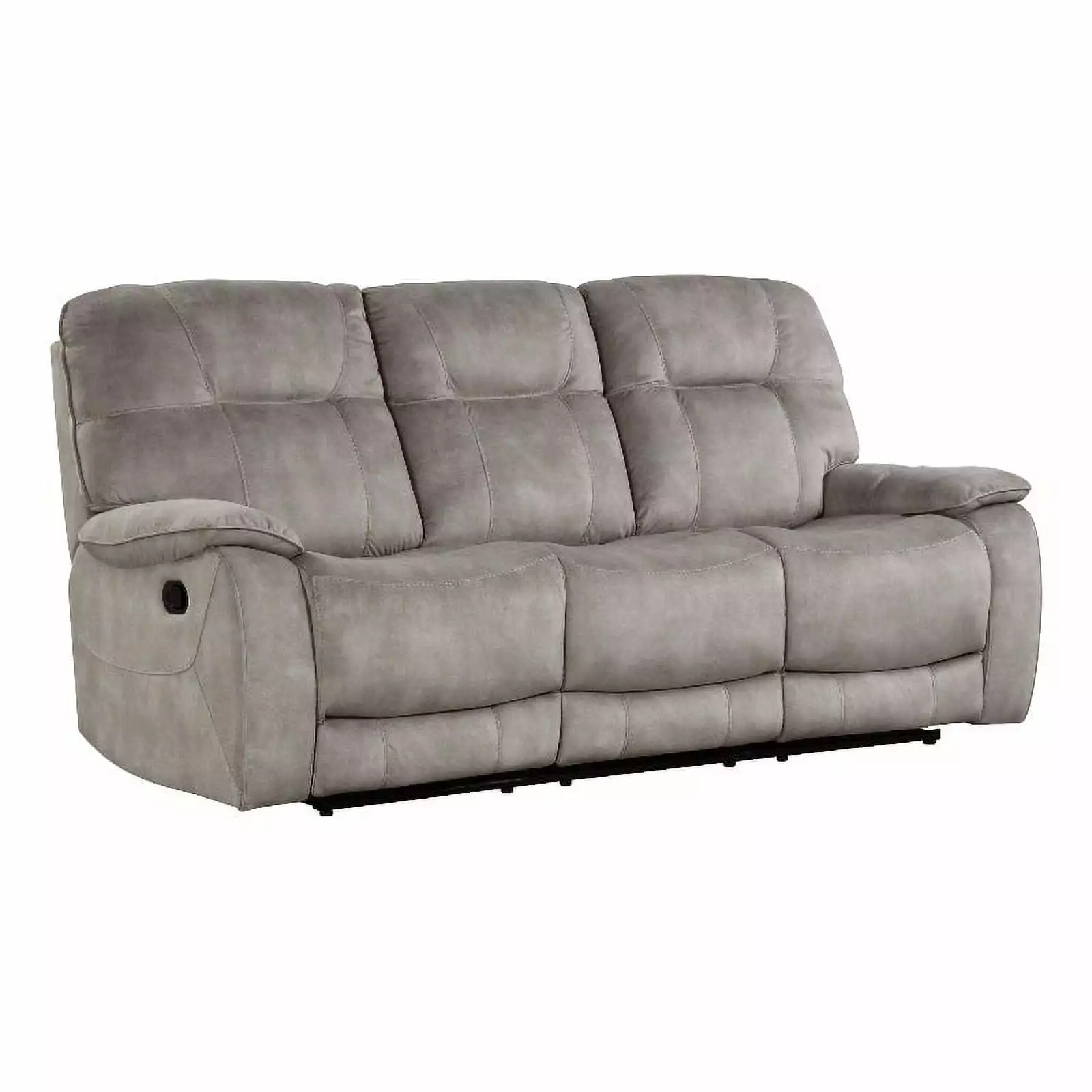 Pemberly Row Polyester Manual Triple Reclining Sofa in Shadow Natural