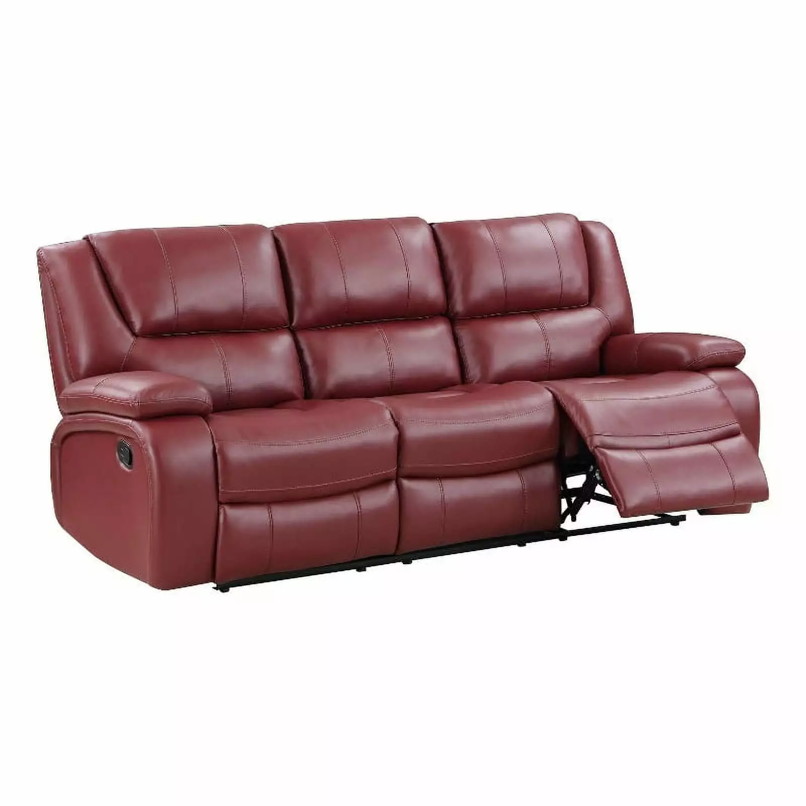 Pemberly Row Transitional Faux Leather Upholstered Motion Sofa Red