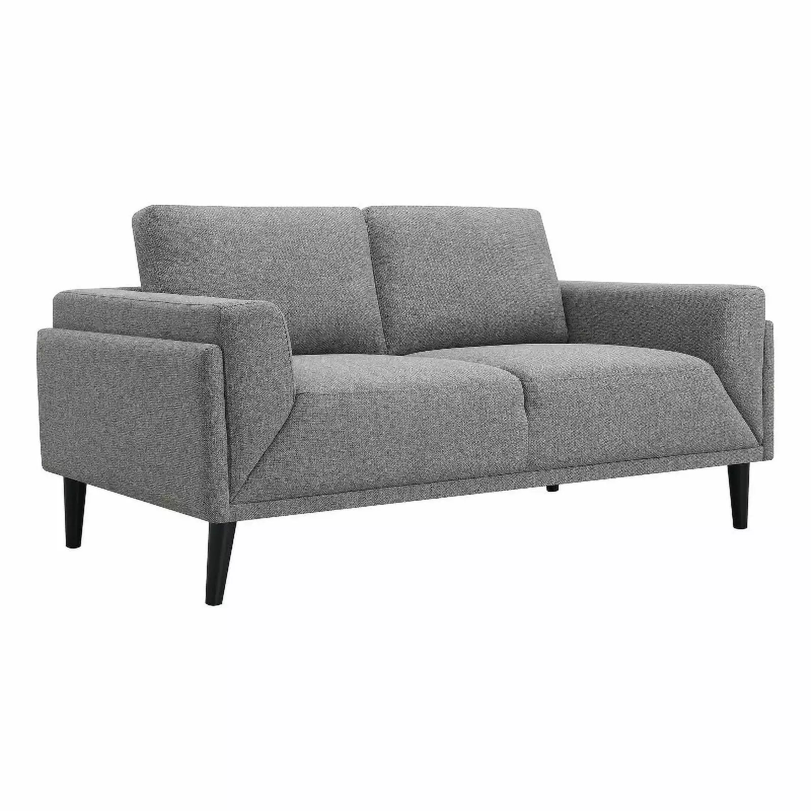 Pemberly Row Upholstered Fabric Loveseat in Track Arms in Gray